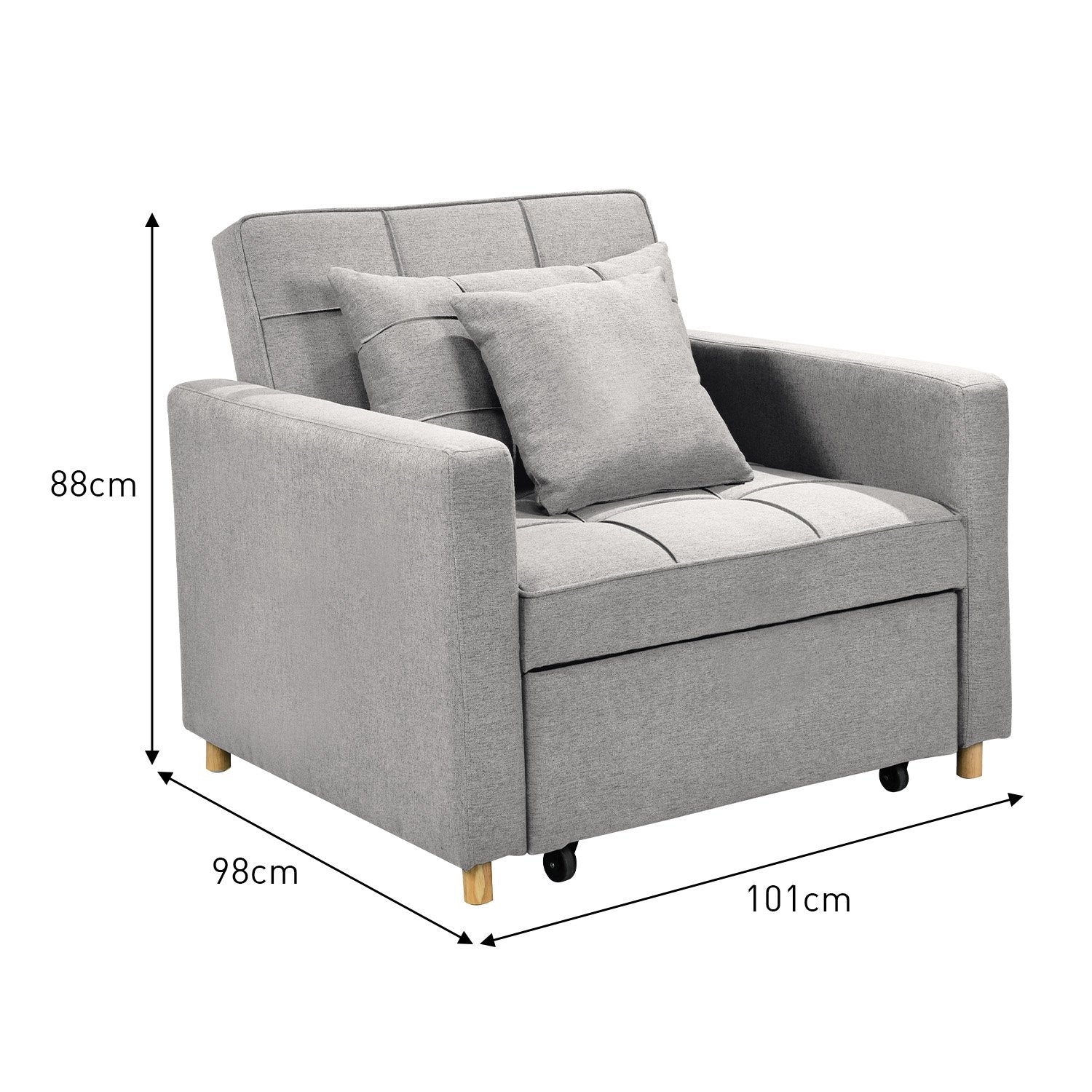 Sarantino Suri 3-in-1 Convertible Sofa Chair Bed Lounger - Light Grey-Furniture > Sofas-PEROZ Accessories