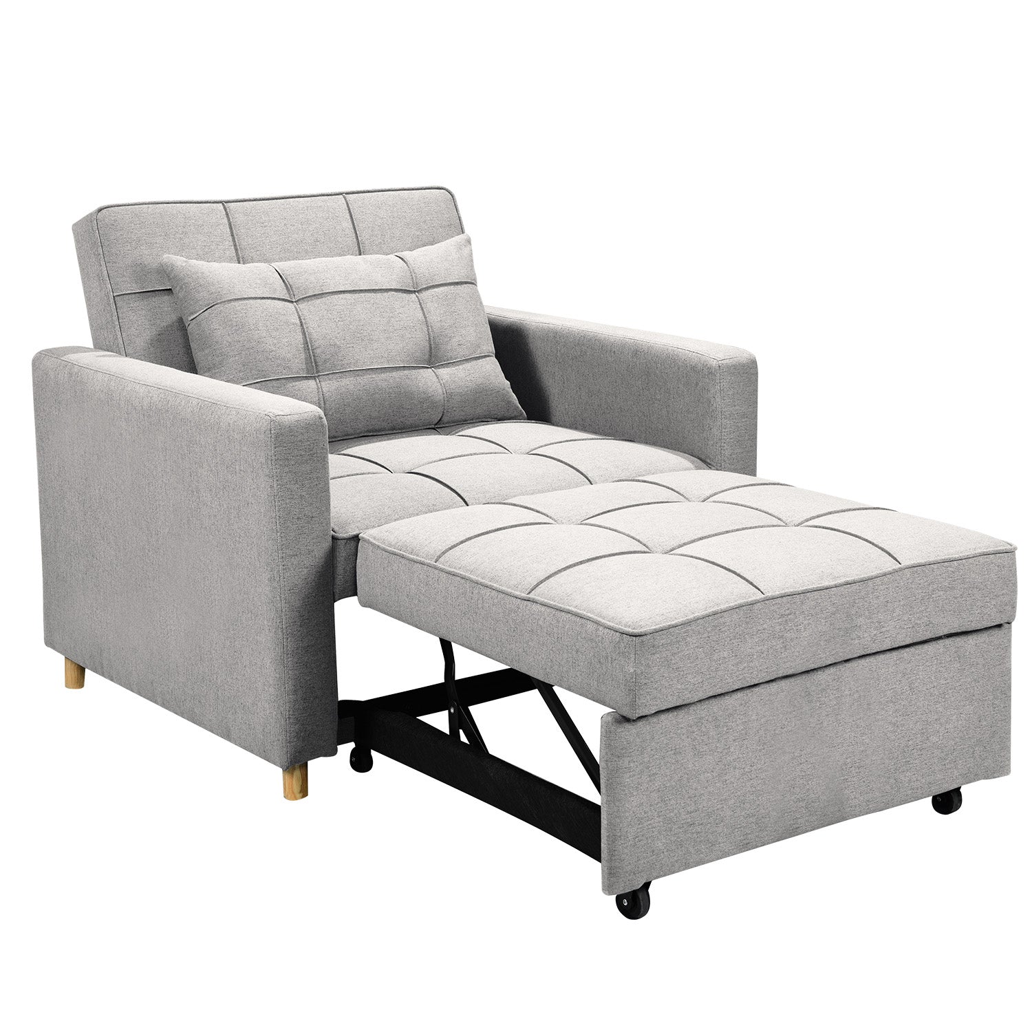 Sarantino Suri 3-in-1 Convertible Sofa Chair Bed Lounger - Light Grey-Furniture > Sofas-PEROZ Accessories