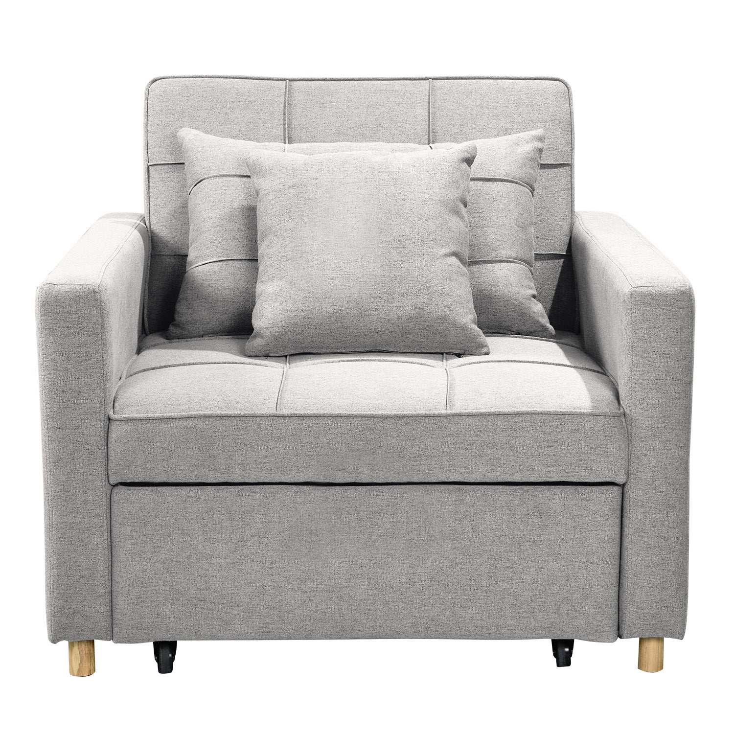 Sarantino Suri 3-in-1 Convertible Sofa Chair Bed Lounger - Light Grey-Furniture > Sofas-PEROZ Accessories
