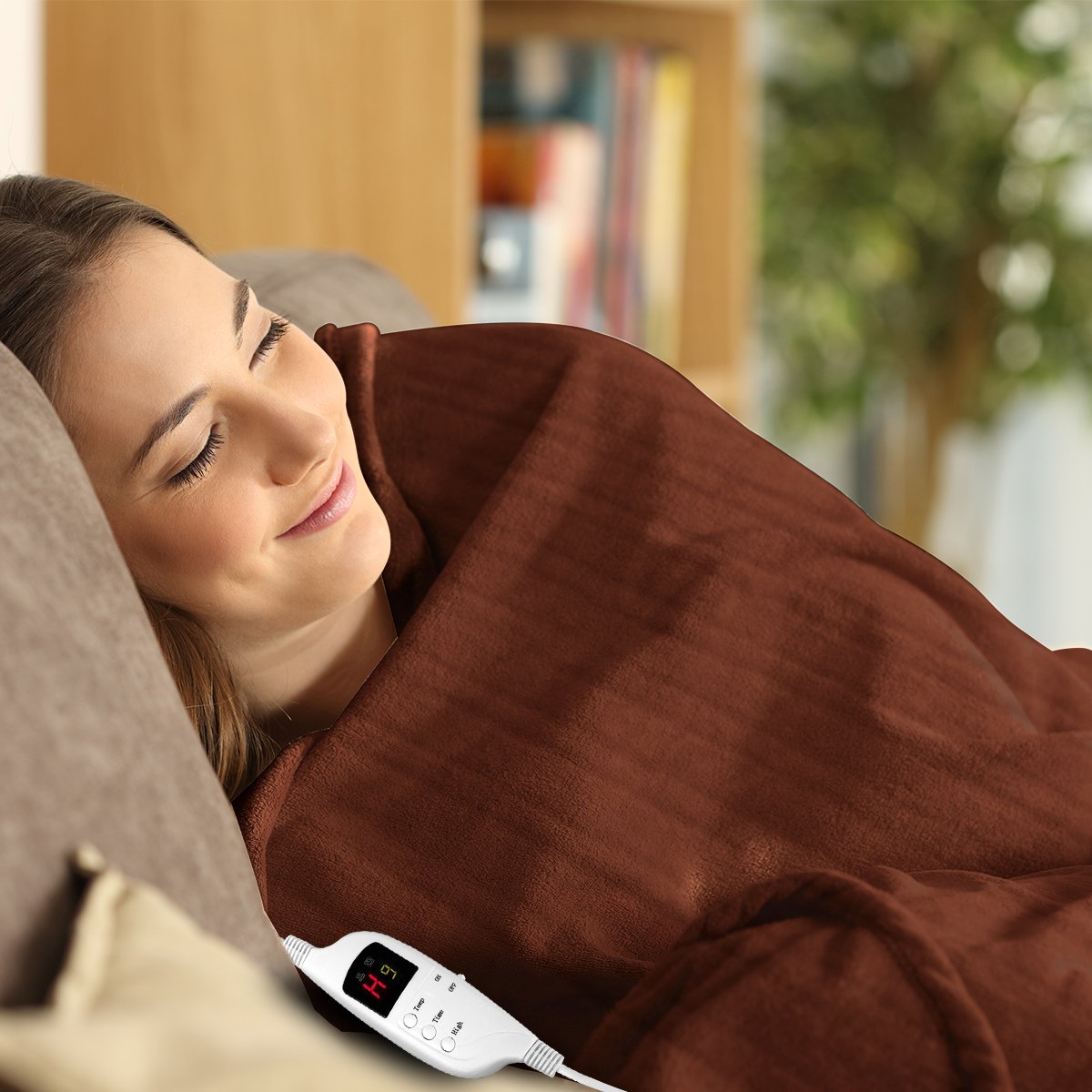 Laura Hill Heated Electric Blanket Throw Rug Coral Warm Fleece Brown-Home & Garden > Bedding-PEROZ Accessories
