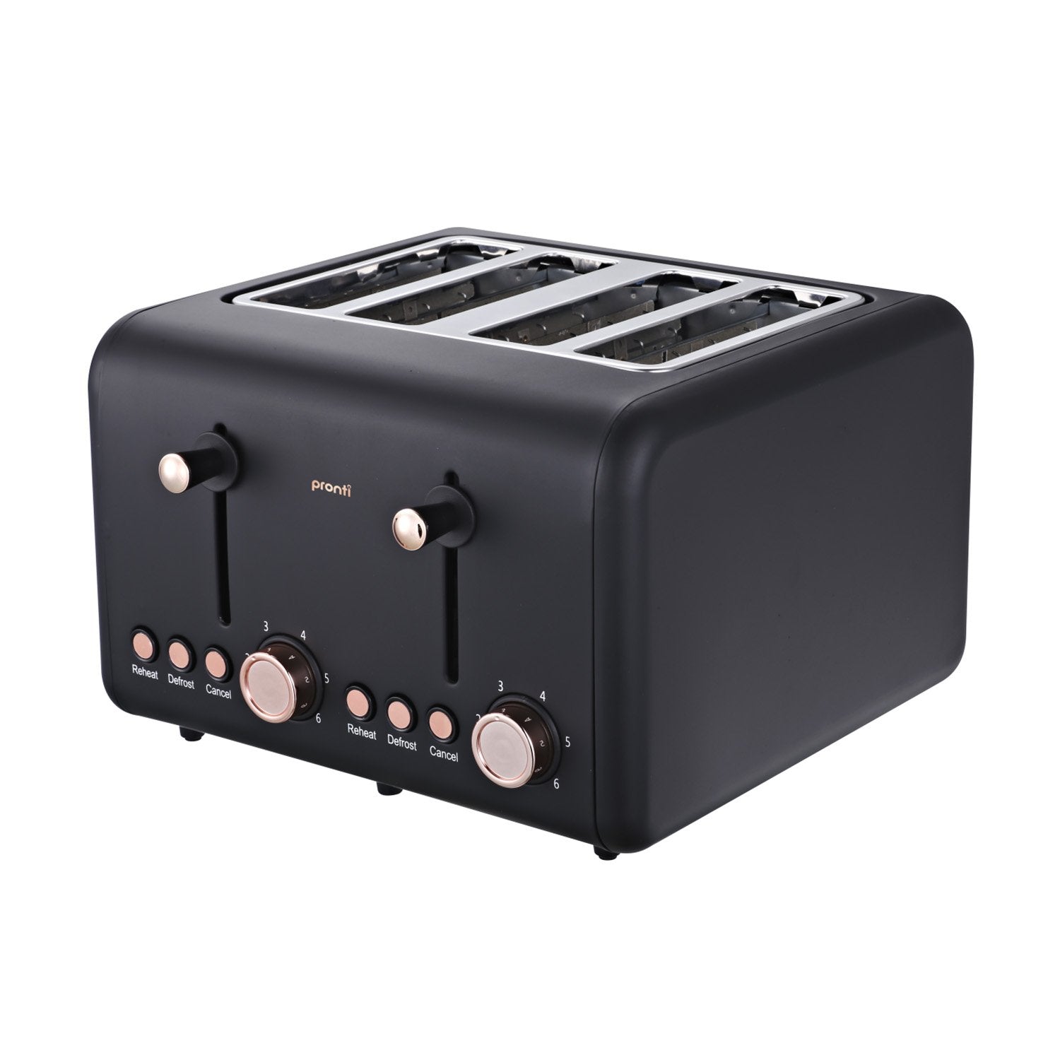 Pronti 4 Slice Toaster Rose Trim Collection - Black-Appliances > Kitchen Appliances-PEROZ Accessories