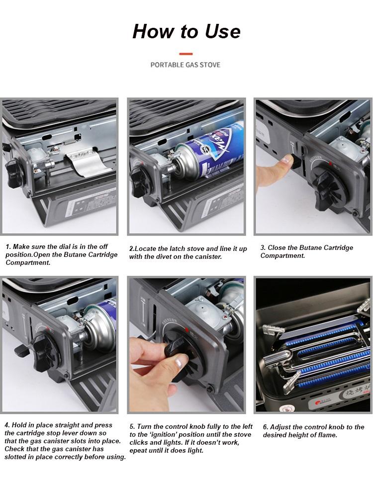 Portable Gas BBQ Stove with PRO Grill Plate Outdoor Barbecue Cooking Burner Kit Butane Camping-Home & Garden > BBQ-PEROZ Accessories