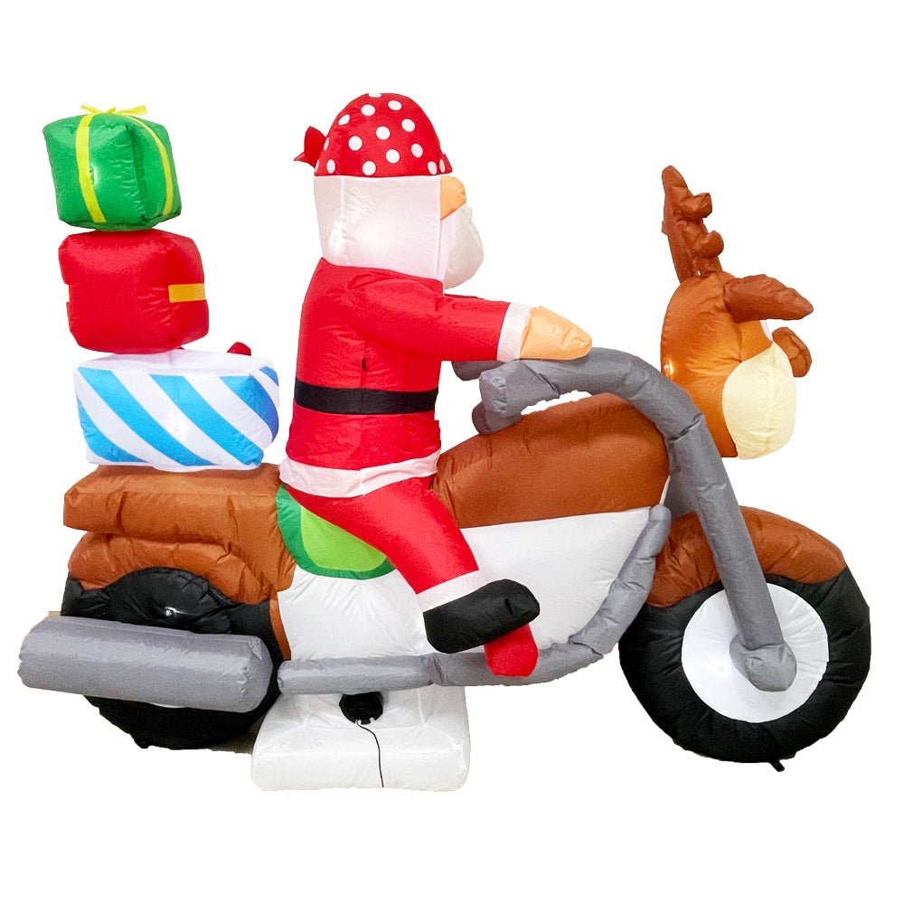 PREORDER Radiant Christmas Lights Elk Motorcycle Gift Xmas Inflatable Santa 2.1m Long-Occasions > Christmas-PEROZ Accessories