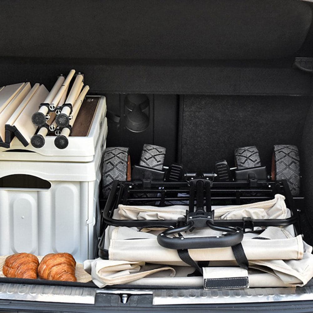 5 Inch Wheel Black Folding Beach Wagon Cart Trolley Garden Outdoor Picnic Camping Sports Market Collapsible Shop-Outdoor > Camping-PEROZ Accessories