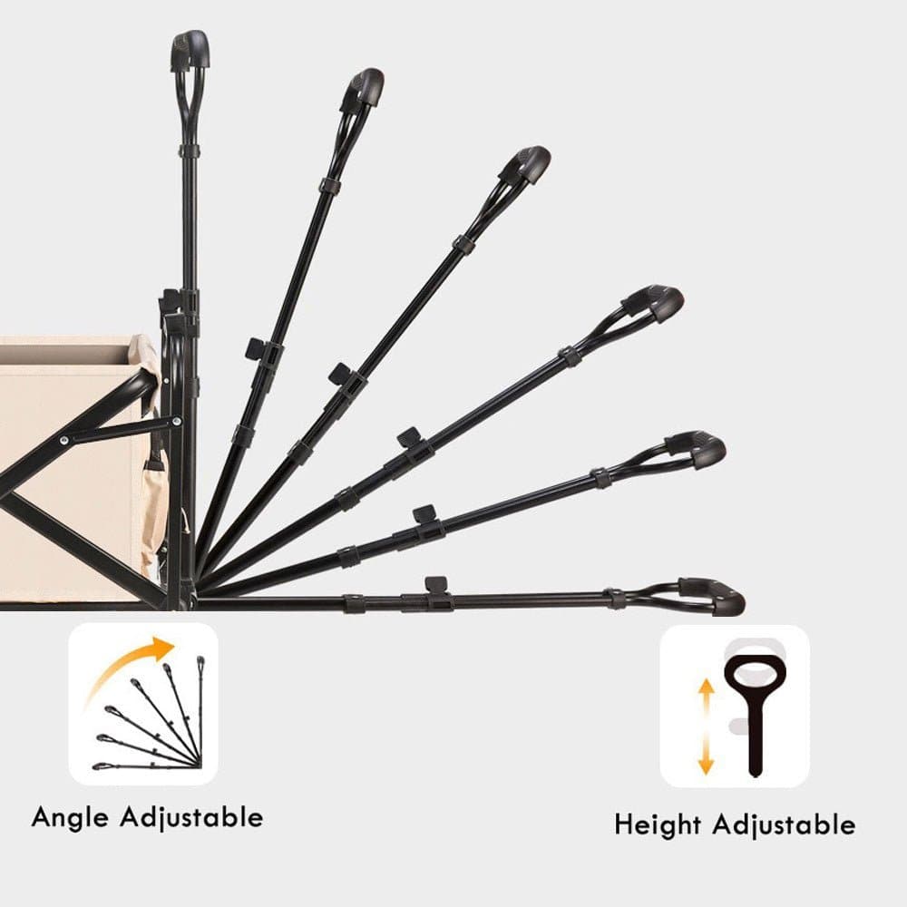 8 Inch Wheel Beige Folding Beach Wagon Cart Trolley Garden Outdoor Picnic Camping Sports Market Collapsible Shop-Outdoor > Camping-PEROZ Accessories