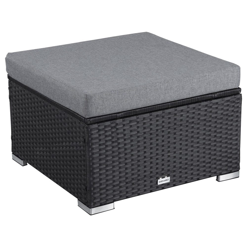 Outdoor wicker ottoman in Black-Ottomans-PEROZ Accessories