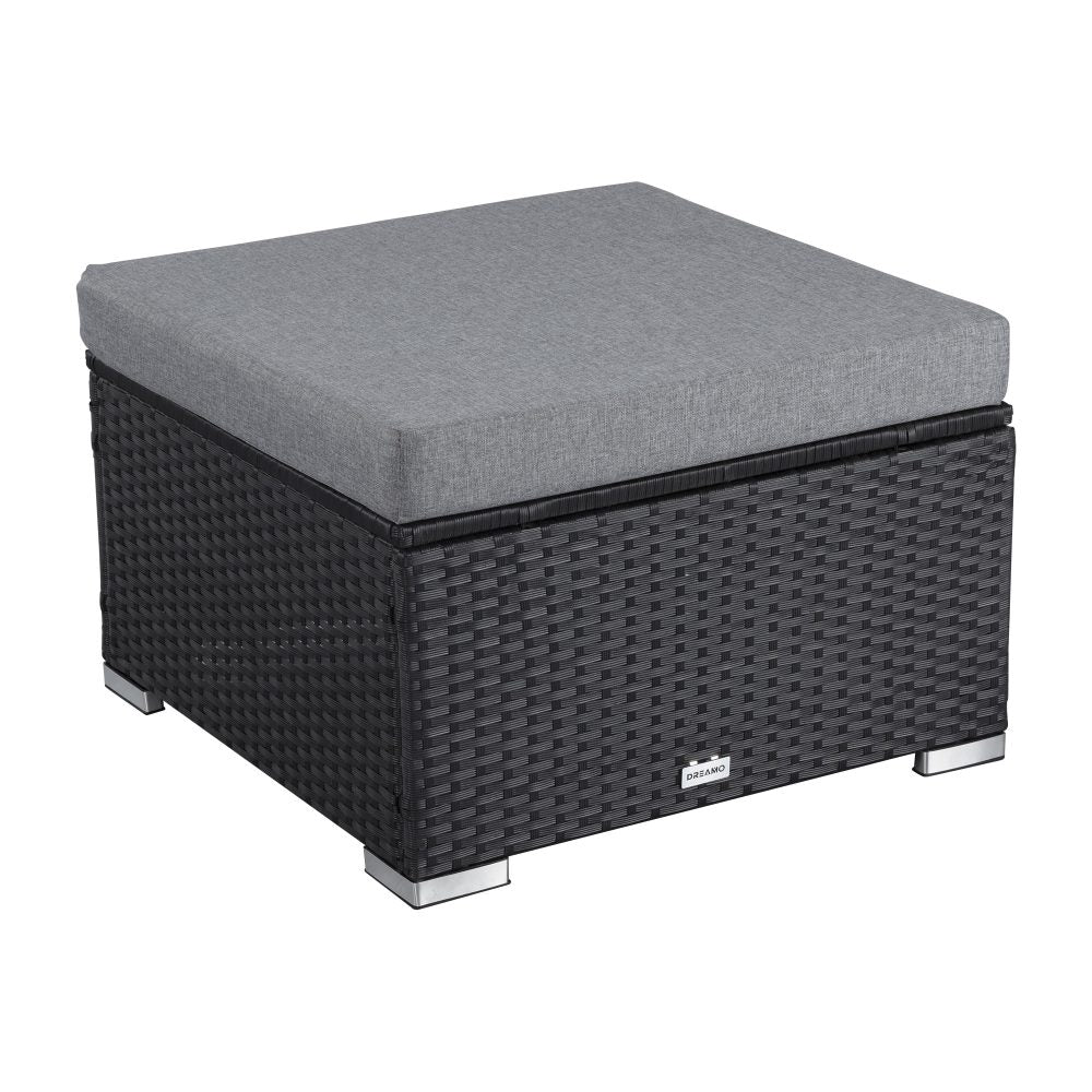Outdoor wicker ottoman in Black-Ottomans-PEROZ Accessories