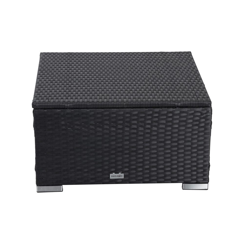 Outdoor wicker ottoman in Black-Ottomans-PEROZ Accessories