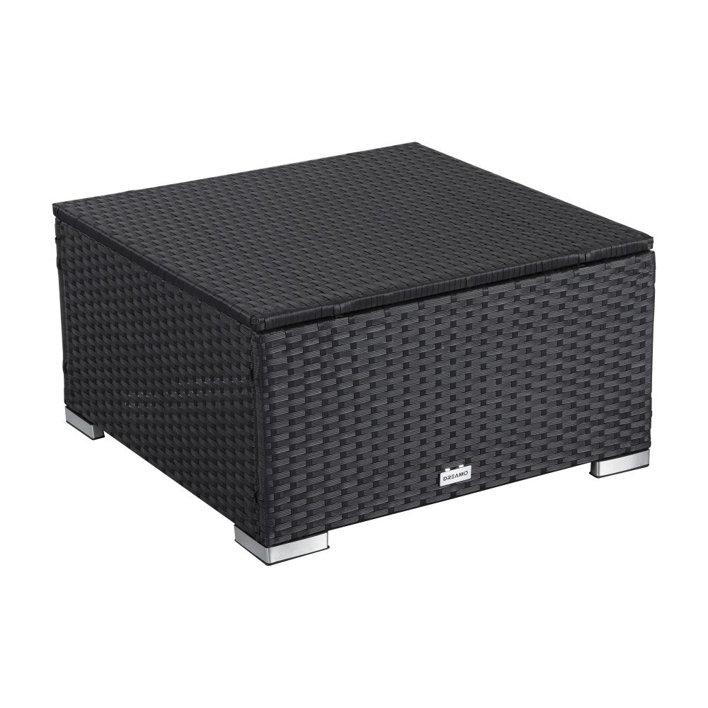 Outdoor wicker ottoman in Black-Ottomans-PEROZ Accessories