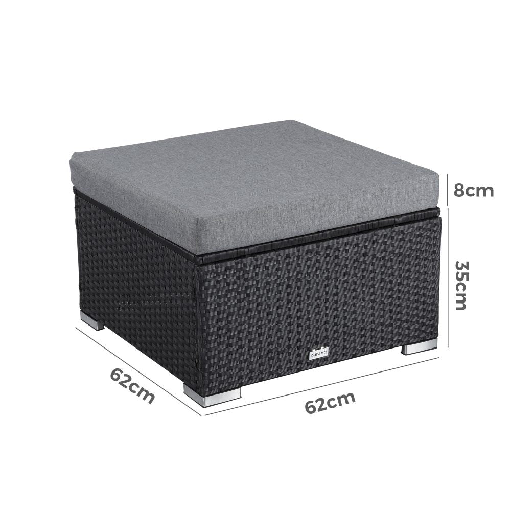 Outdoor wicker ottoman in Black-Ottomans-PEROZ Accessories