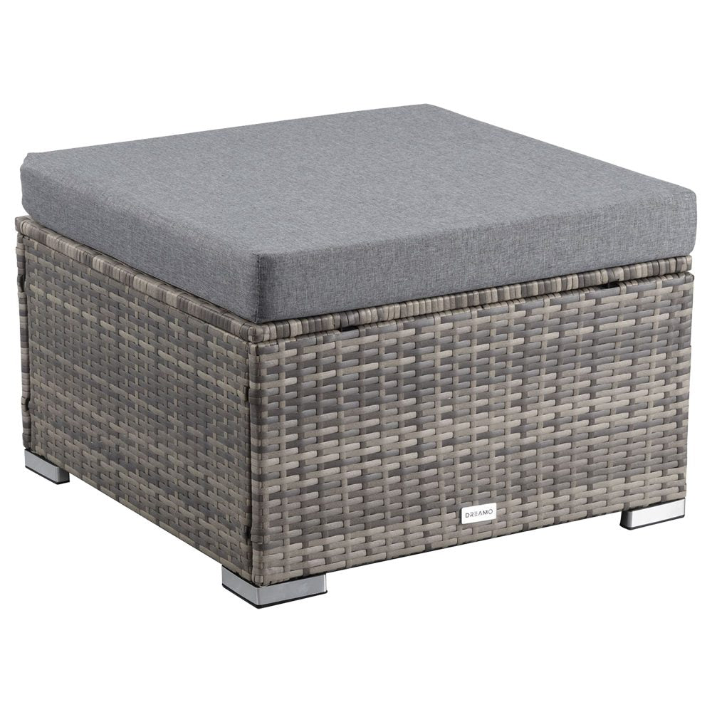 Outdoor wicker ottoman in Grey-Ottomans-PEROZ Accessories