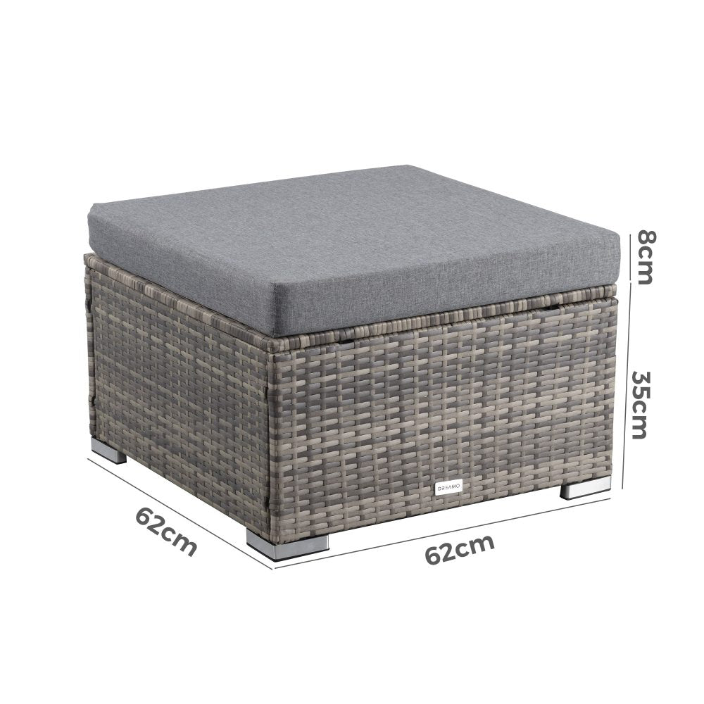 Outdoor wicker ottoman in Grey-Ottomans-PEROZ Accessories
