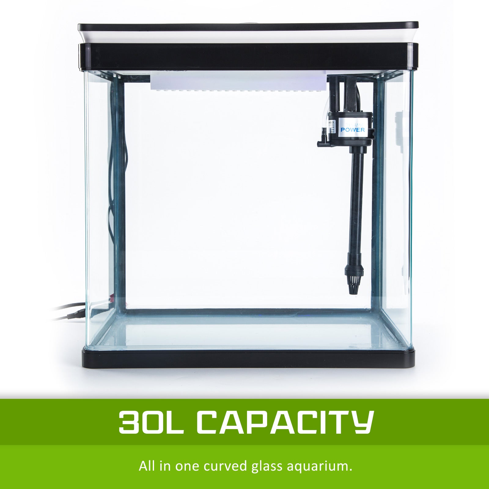 Dynamic Power Aquarium Fish Tank 30L Curved Glass RGB LED-Pet Care > Aquarium-PEROZ Accessories