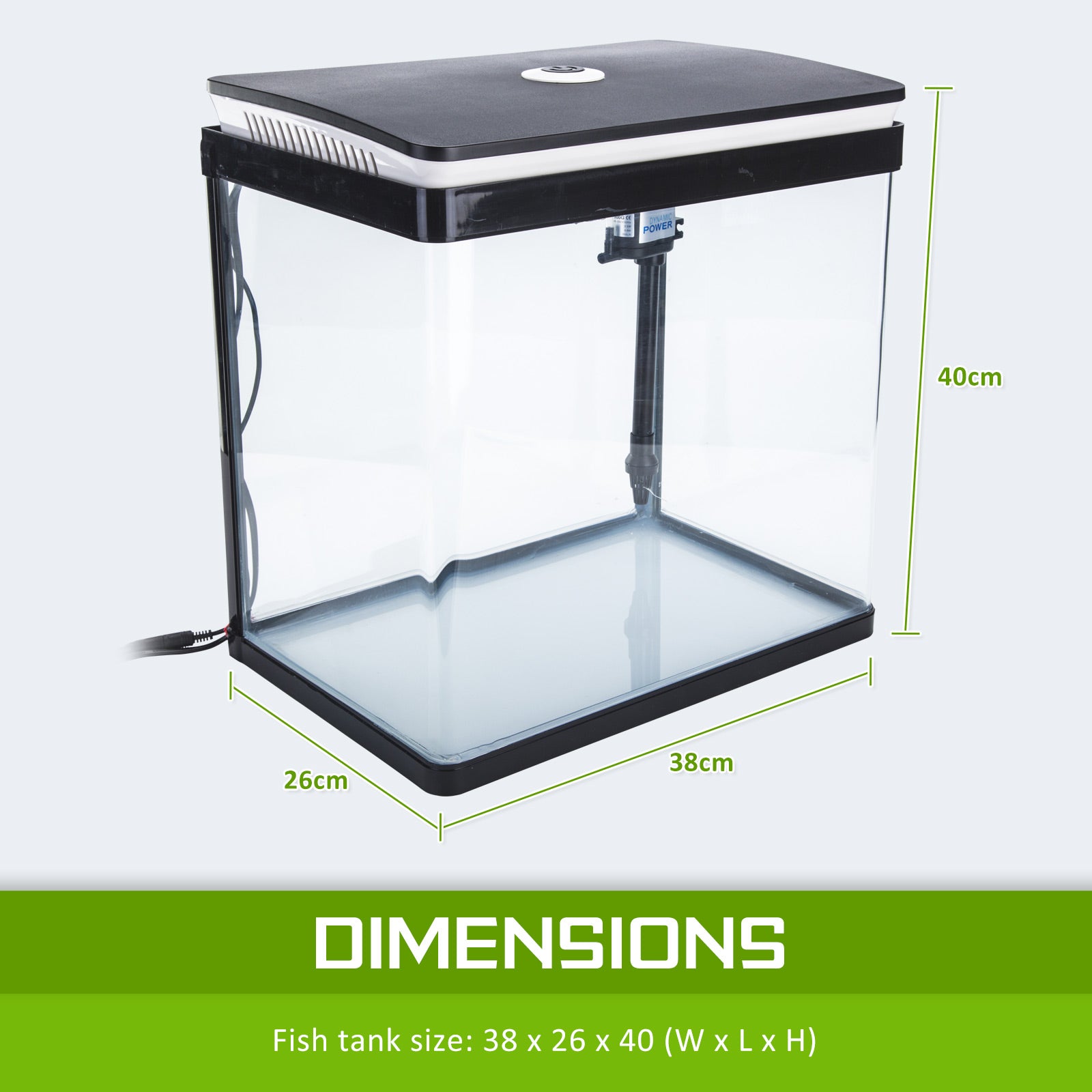 Dynamic Power Aquarium Fish Tank 30L Curved Glass RGB LED-Pet Care > Aquarium-PEROZ Accessories