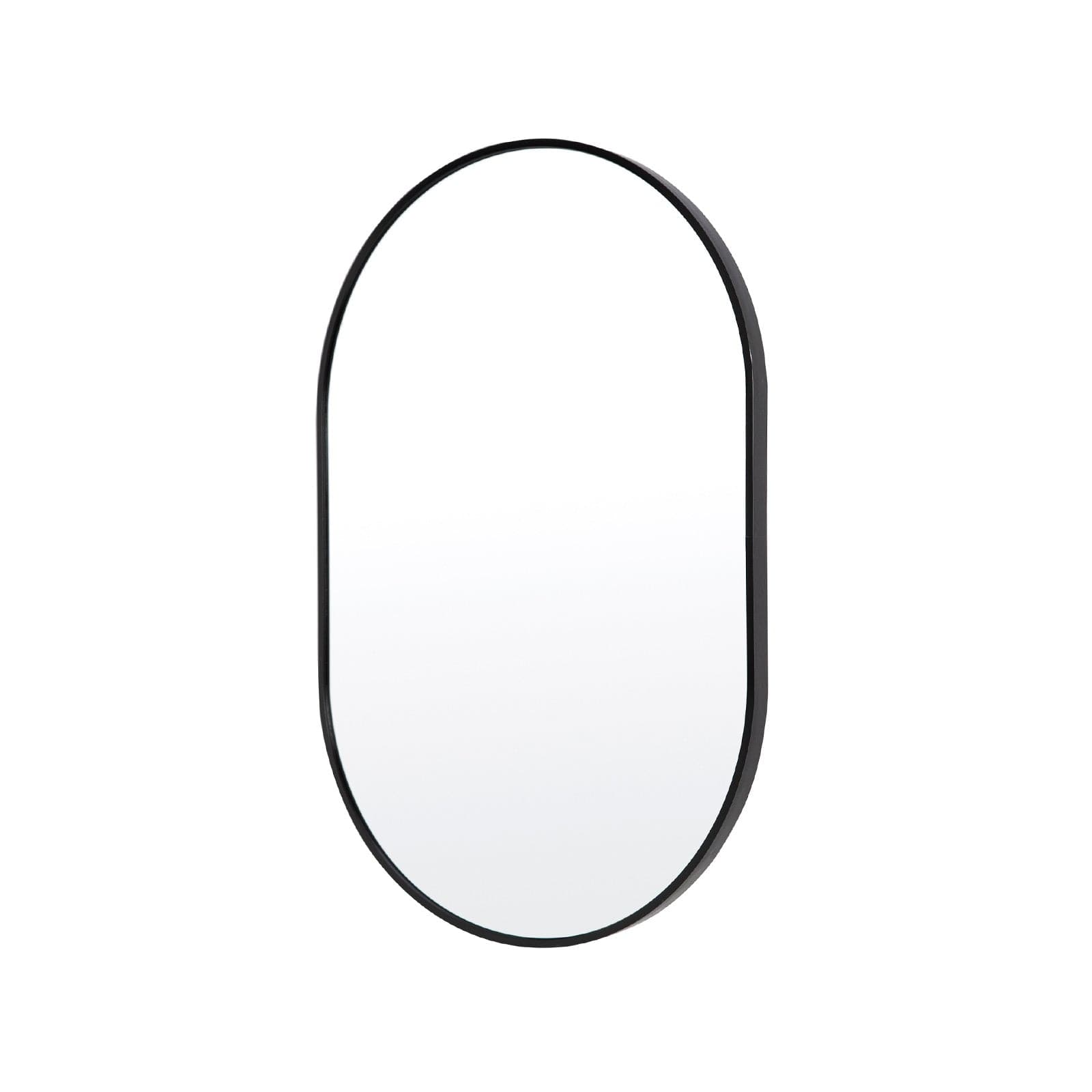 La Bella Black Wall Mirror Oval Aluminum Frame Makeup Decor Bathroom Vanity 50 x 75cm-Health & Beauty > Makeup Mirrors-PEROZ Accessories