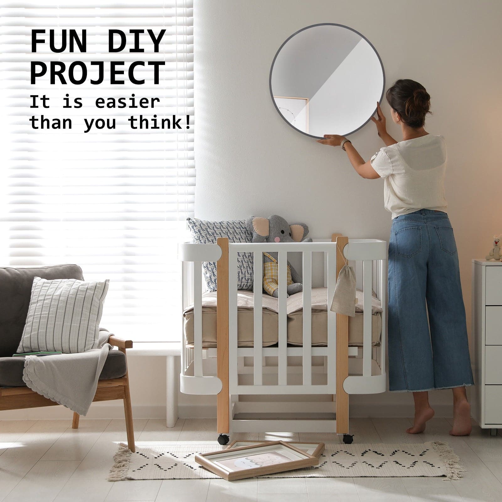 La Bella Black Wall Mirror Round Aluminum Frame Makeup Decor Bathroom Vanity 50cm-Health & Beauty > Makeup Mirrors-PEROZ Accessories