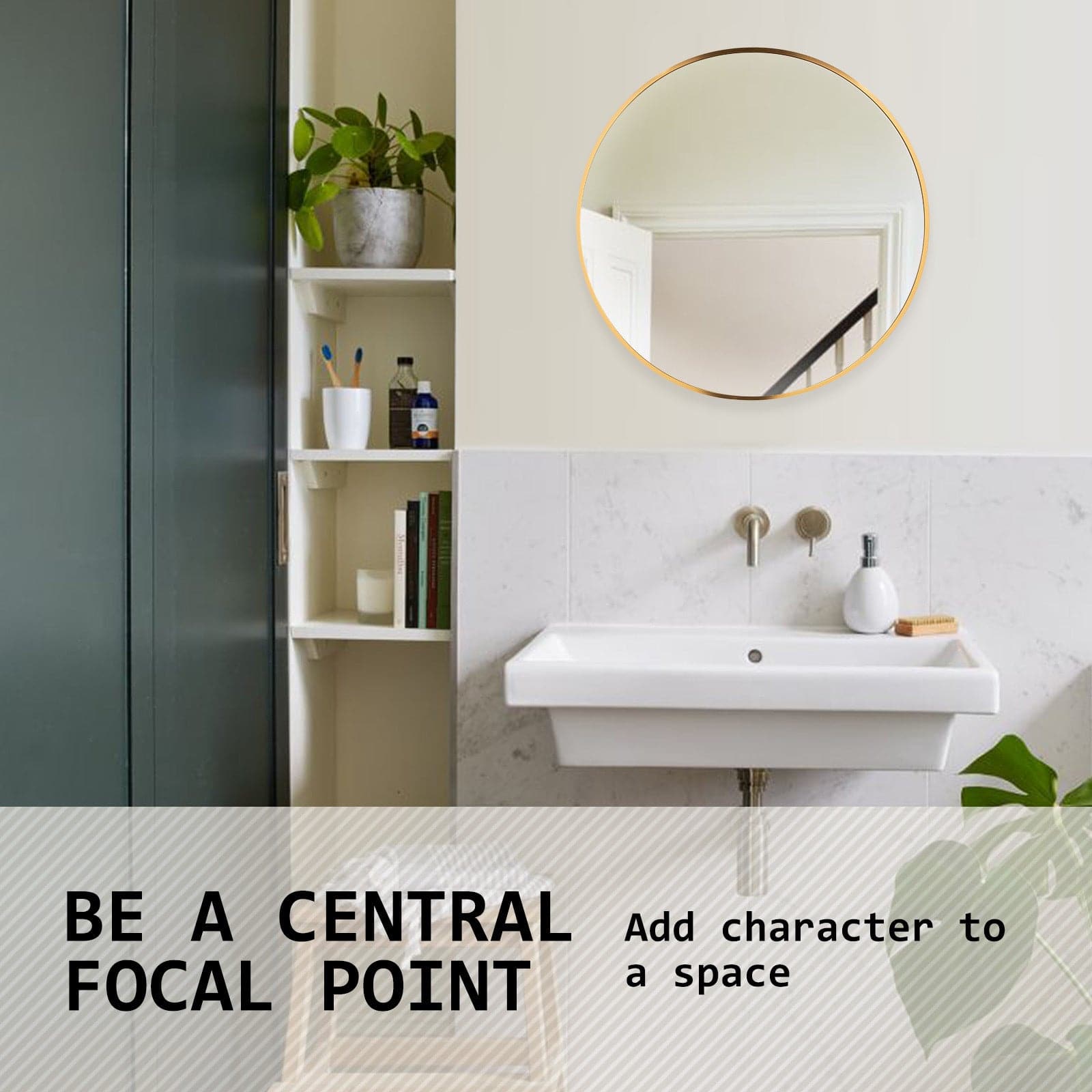 La Bella Gold Wall Mirror Round Aluminum Frame Makeup Decor Bathroom Vanity 50cm-Health & Beauty > Makeup Mirrors-PEROZ Accessories