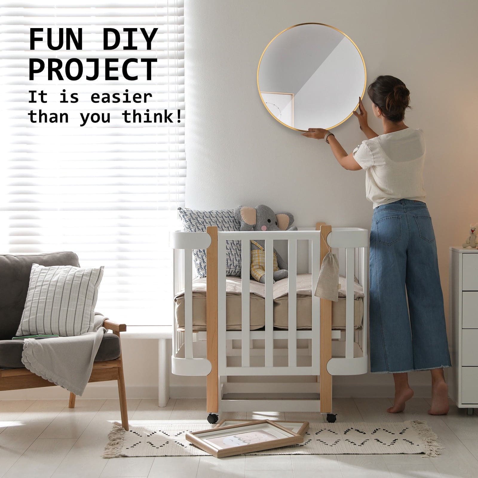 La Bella Gold Wall Mirror Round Aluminum Frame Makeup Decor Bathroom Vanity 50cm-Health & Beauty > Makeup Mirrors-PEROZ Accessories