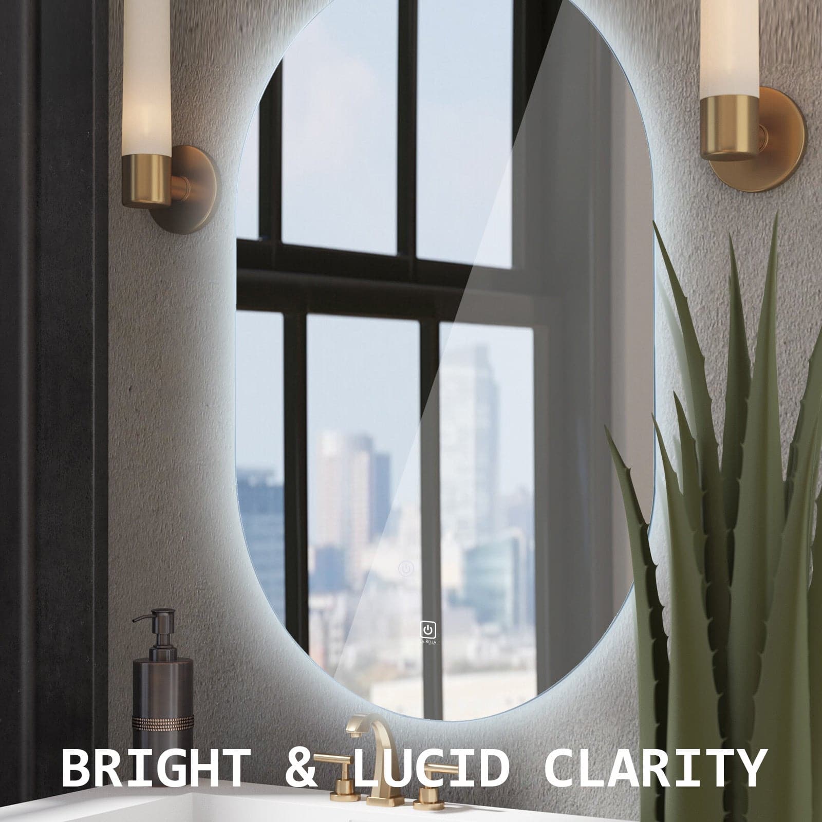 La Bella LED Wall Mirror Oval Touch Anti-Fog Makeup Decor Bathroom Vanity 50 x 75cm-Health & Beauty > Makeup Mirrors-PEROZ Accessories