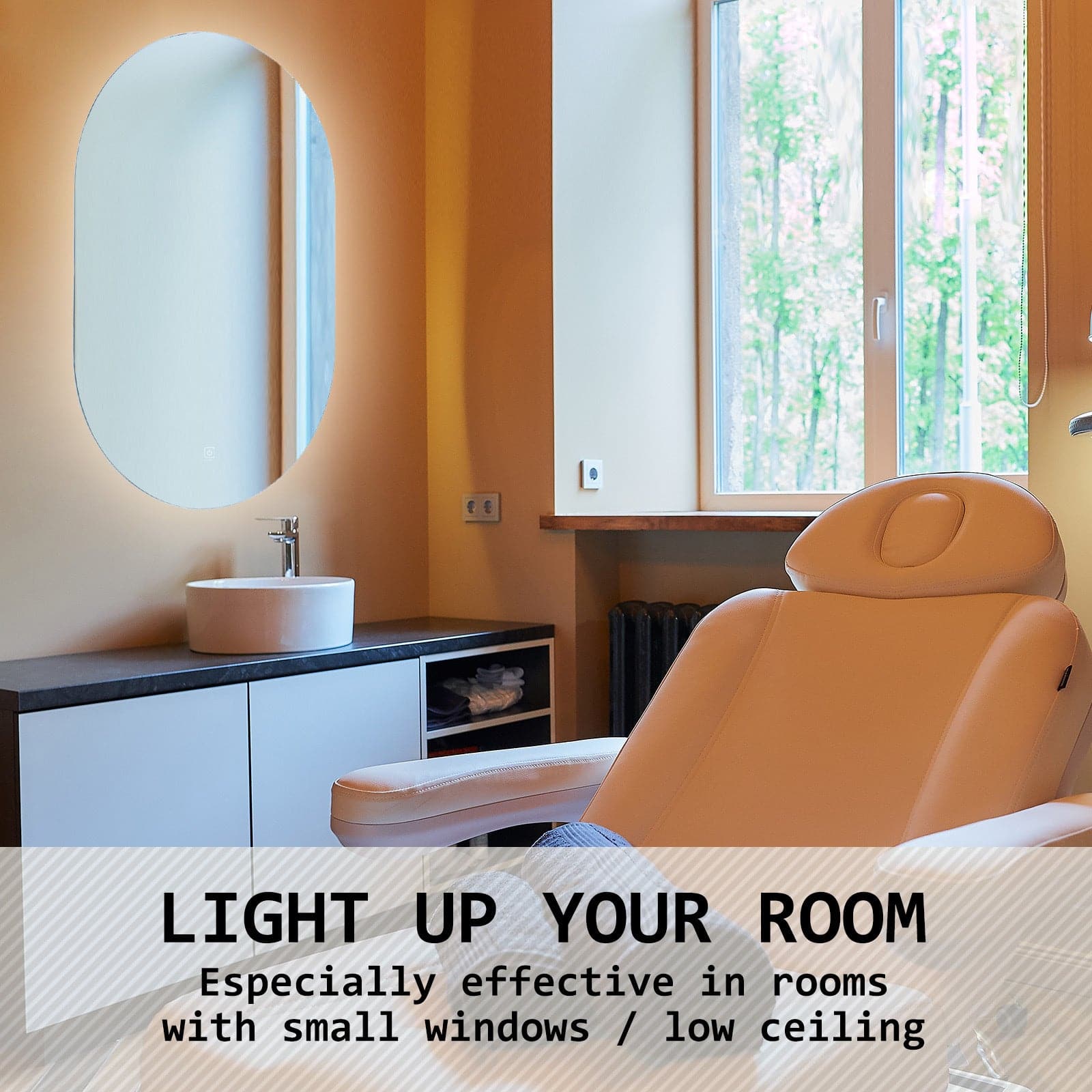 La Bella LED Wall Mirror Oval Touch Anti-Fog Makeup Decor Bathroom Vanity 50 x 75cm-Health & Beauty > Makeup Mirrors-PEROZ Accessories