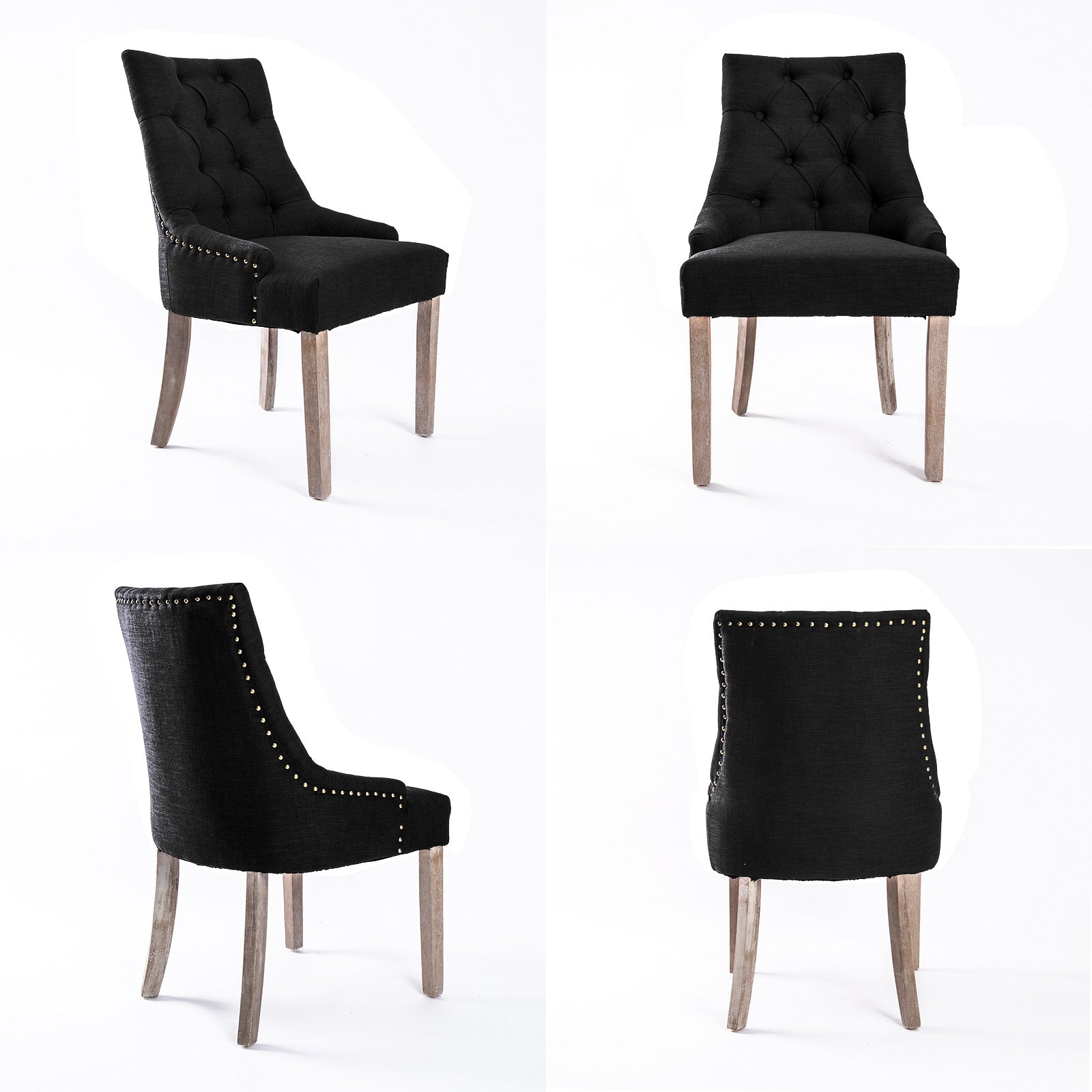 La Bella Dark Black French Provincial Dining Chair Amour Oak Leg-Furniture > Bar Stools & Chairs-PEROZ Accessories