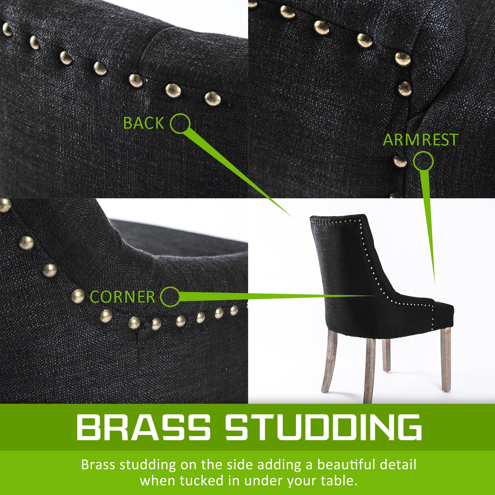 La Bella Dark Black French Provincial Dining Chair Amour Oak Leg-Furniture > Bar Stools & Chairs-PEROZ Accessories