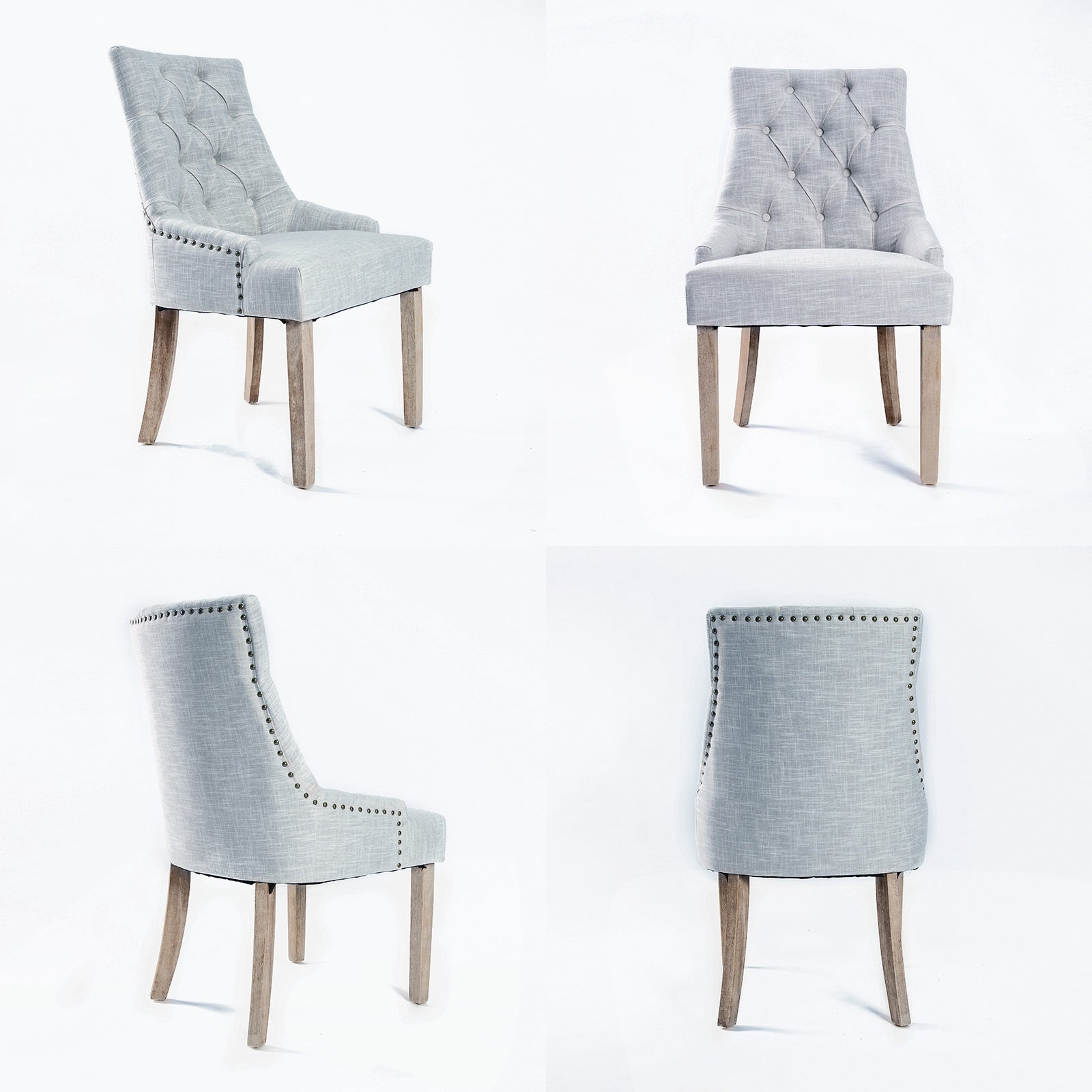 La Bella 2 Set Grey French Provincial Dining Chair Amour Oak Leg-Furniture > Bar Stools & Chairs-PEROZ Accessories
