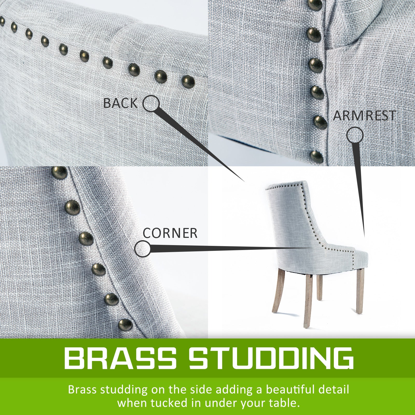 La Bella Grey French Provincial Dining Chair Amour Oak Leg-Furniture > Bar Stools & Chairs-PEROZ Accessories