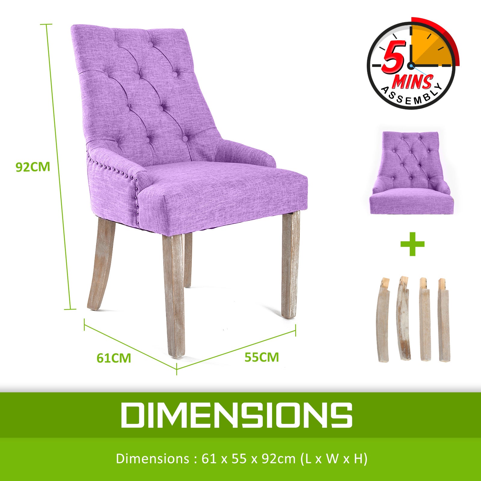 La Bella Violet French Provincial Dining Chair Amour Oak Leg-Furniture > Bar Stools & Chairs-PEROZ Accessories