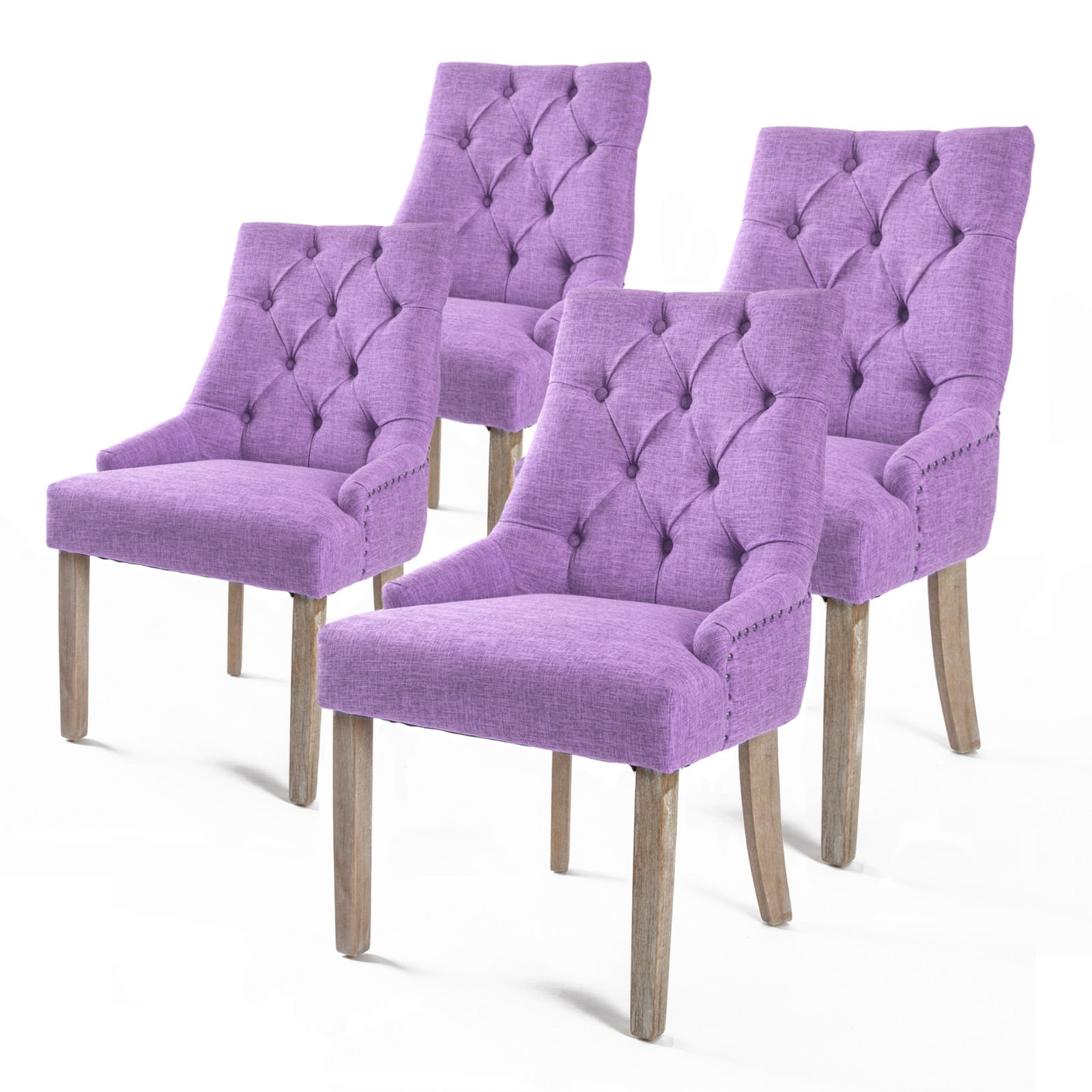 La Bella 4 Set Violet French Provincial Dining Chair Amour Oak Leg-Furniture > Bar Stools & Chairs-PEROZ Accessories