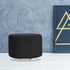 La Bella Black Fabric Ottoman Round Wooden Leg Foot Stool-Ottomans-PEROZ Accessories