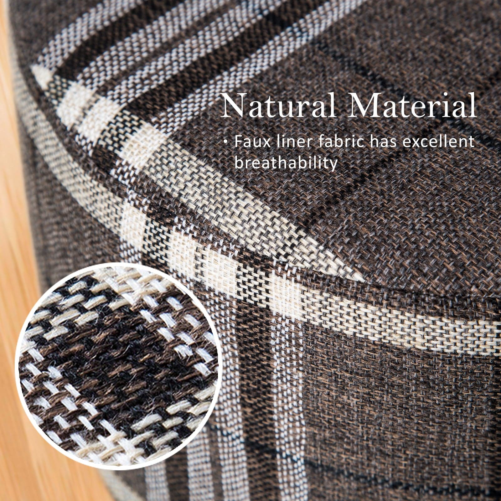 La Bella 2 Set Lattice Fabric Ottoman Round Wooden Leg Foot Stool-Ottomans-PEROZ Accessories