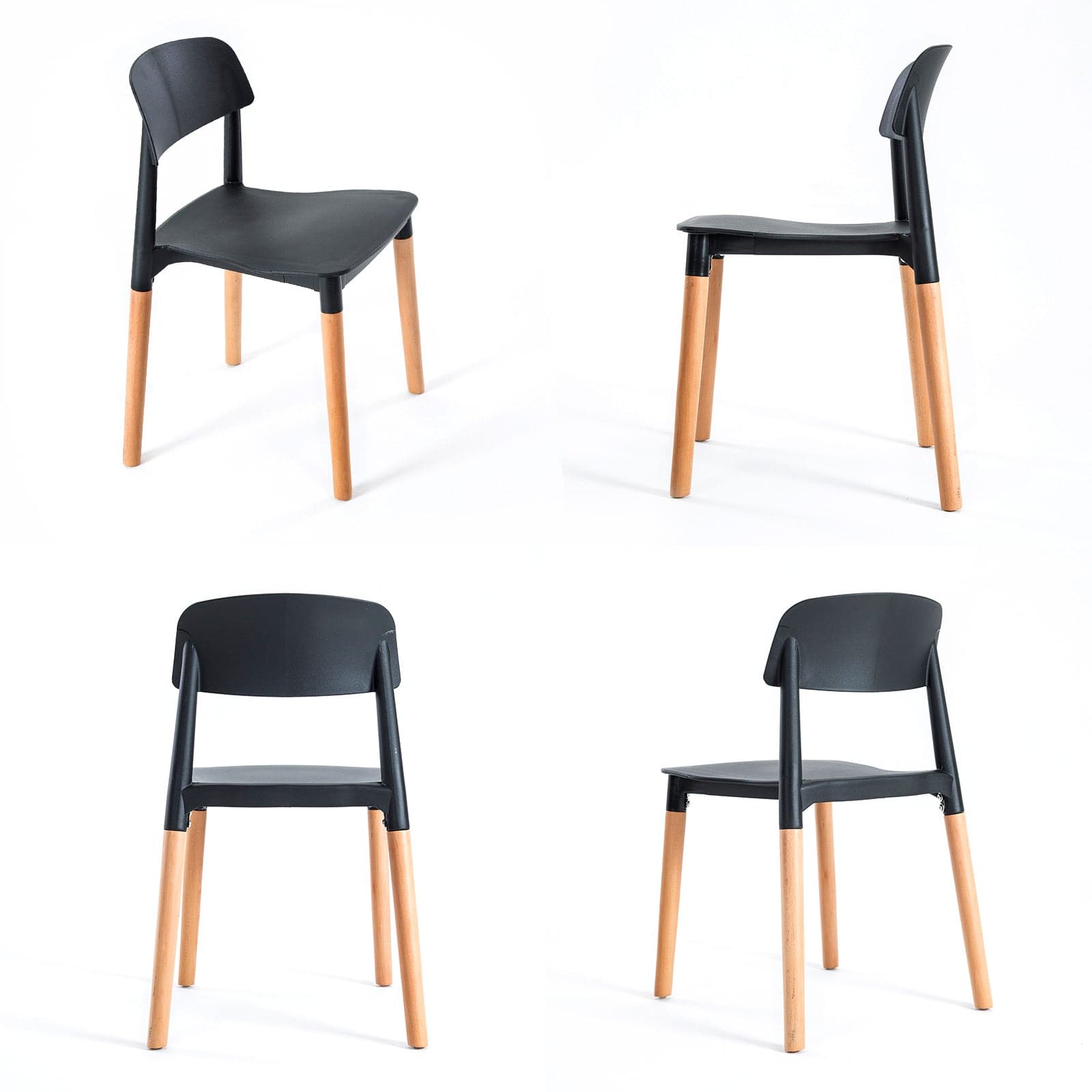 La Bella 4 Set Black Retro Belloch Stackable Dining Cafe Chair-Furniture > Bar Stools & Chairs-PEROZ Accessories