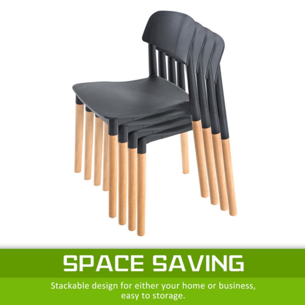 La Bella 4 Set Black Retro Belloch Stackable Dining Cafe Chair-Furniture > Bar Stools & Chairs-PEROZ Accessories