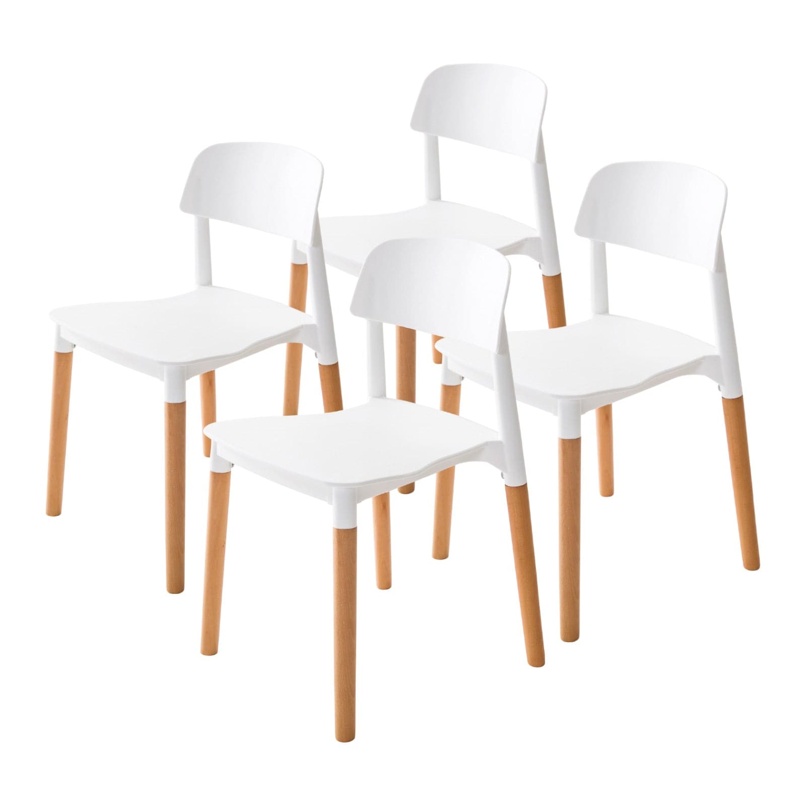 La Bella 4 Set White Retro Belloch Stackable Dining Cafe Chair-Furniture > Bar Stools & Chairs-PEROZ Accessories