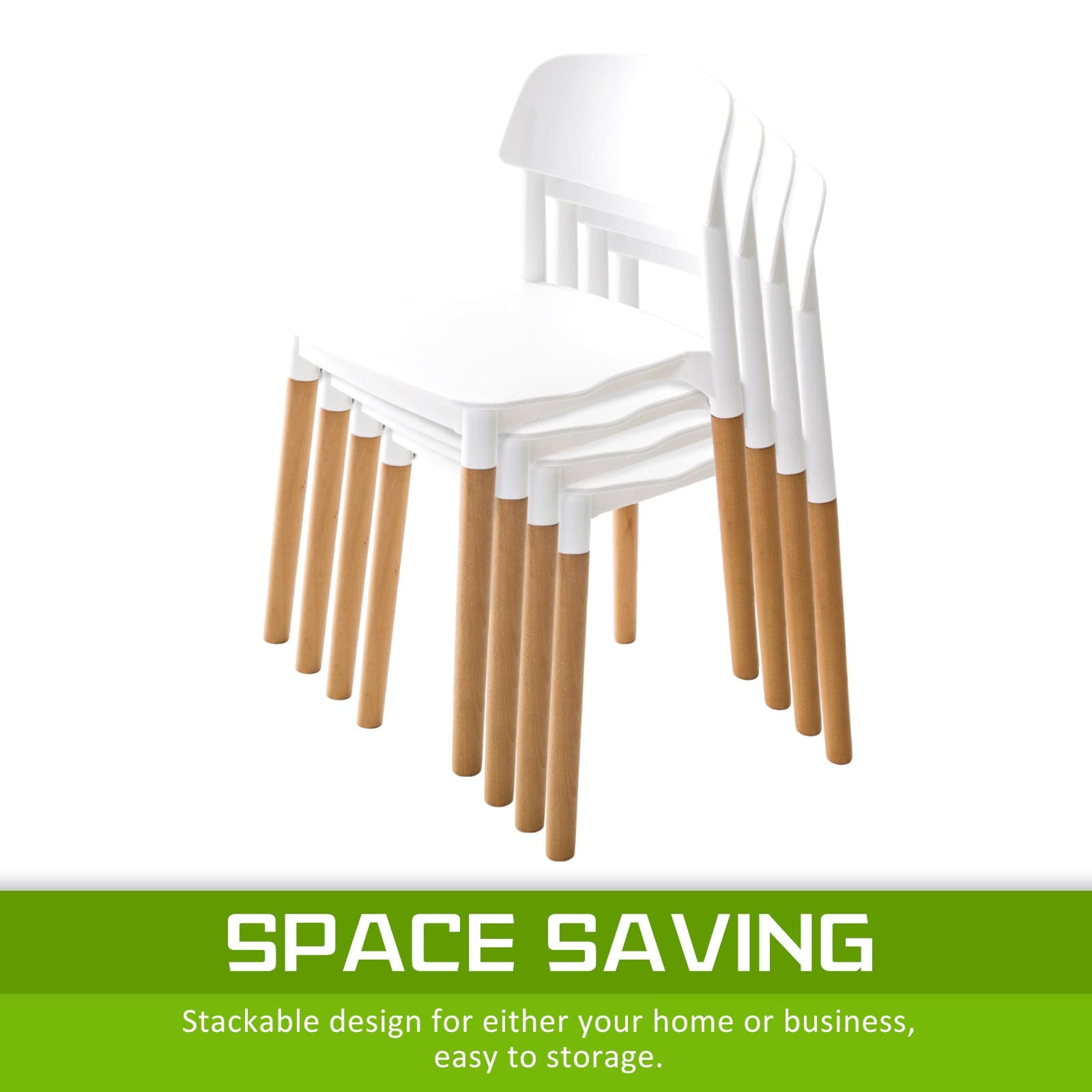 La Bella 4 Set White Retro Belloch Stackable Dining Cafe Chair-Furniture > Bar Stools & Chairs-PEROZ Accessories