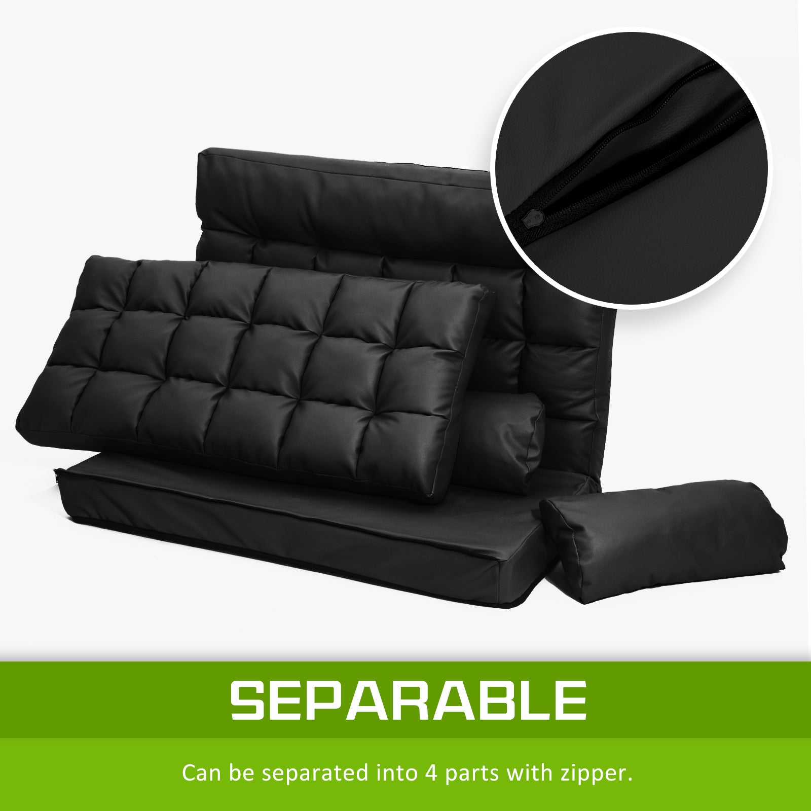 La Bella Double Seat Couch Bed Black Sofa Gemini Leather-Furniture > Sofas-PEROZ Accessories
