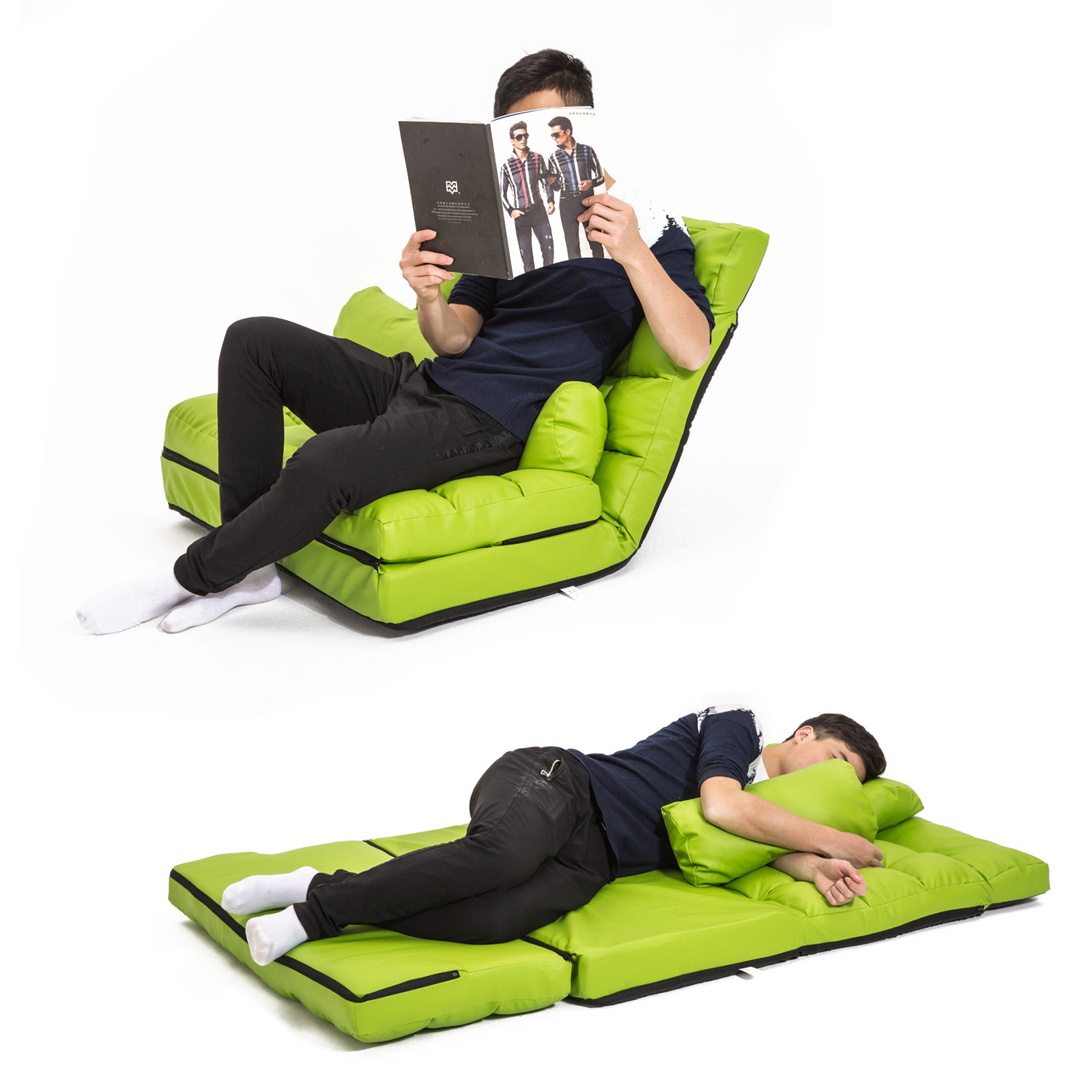 La Bella Double Seat Couch Bed Green Sofa Gemini Leather-Furniture > Sofas-PEROZ Accessories