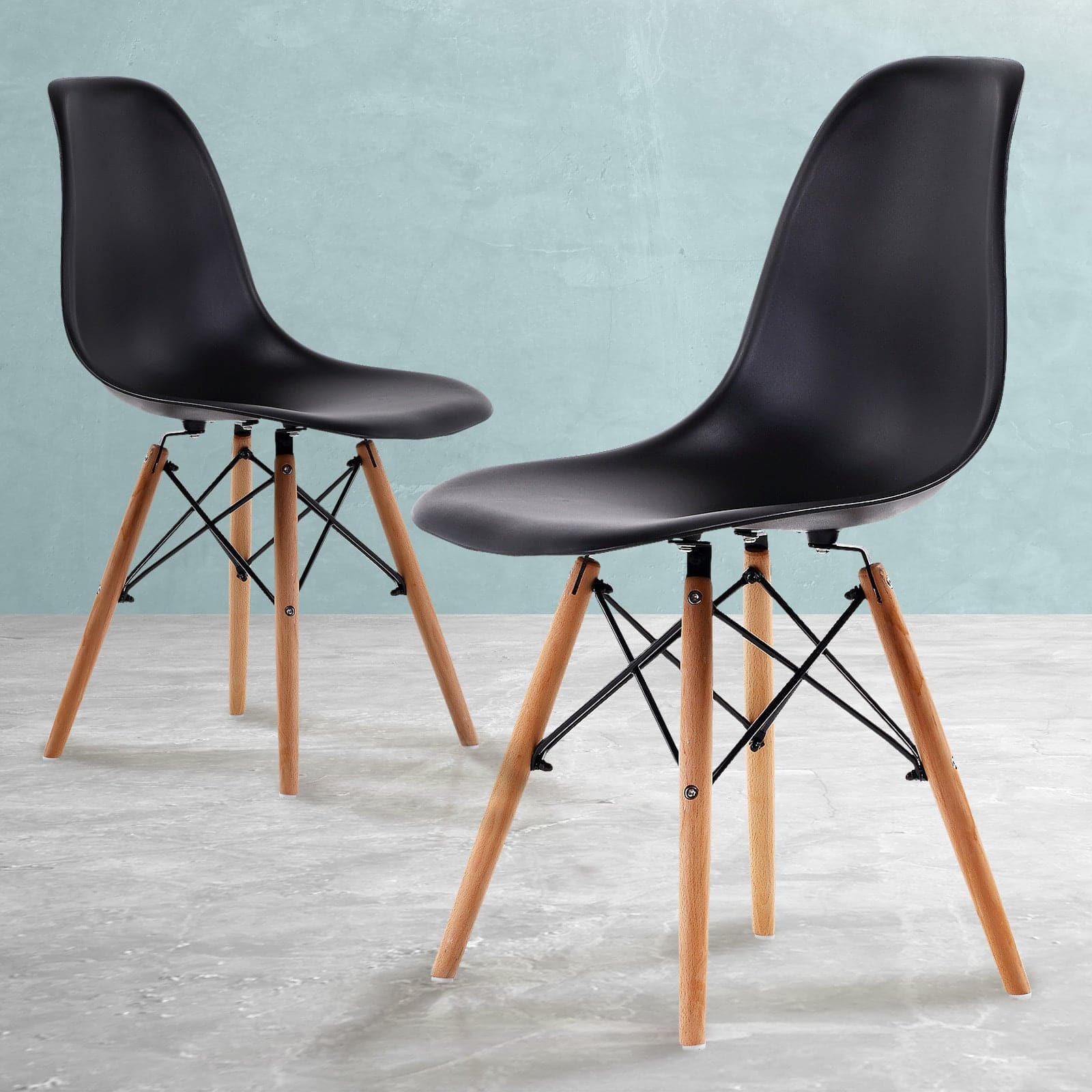 La Bella 2 Set Black Retro Dining Cafe Chair DSW PP-Furniture > Bar Stools & Chairs-PEROZ Accessories