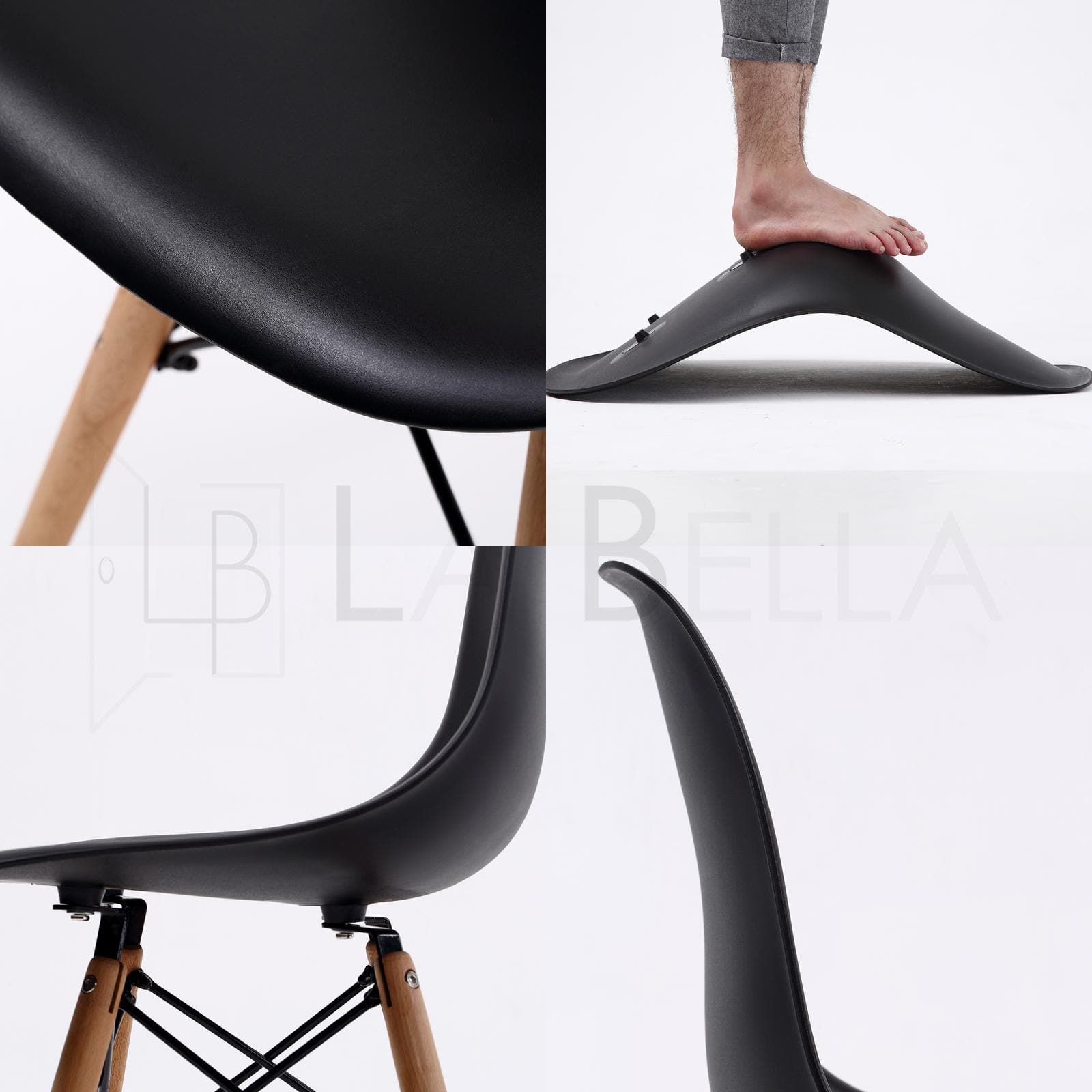 La Bella 4 Set Black Retro Dining Cafe Chair DSW PP-Furniture > Bar Stools & Chairs-PEROZ Accessories