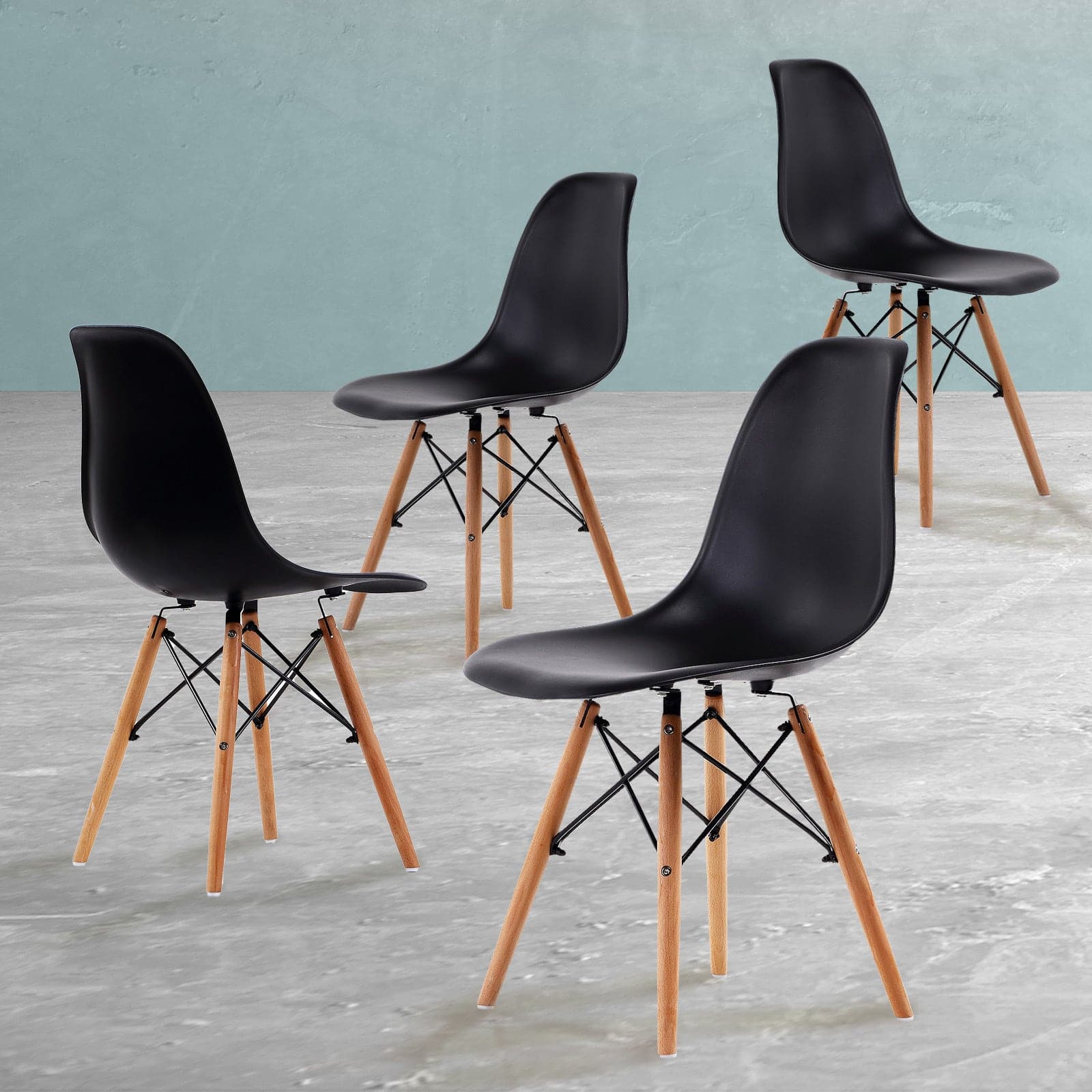 La Bella 4 Set Black Retro Dining Cafe Chair DSW PP-Furniture > Bar Stools & Chairs-PEROZ Accessories