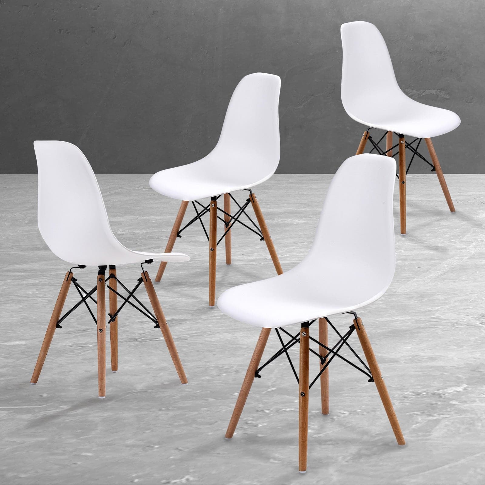La Bella 4 Set White Retro Dining Cafe Chair DSW PP-Furniture > Bar Stools & Chairs-PEROZ Accessories
