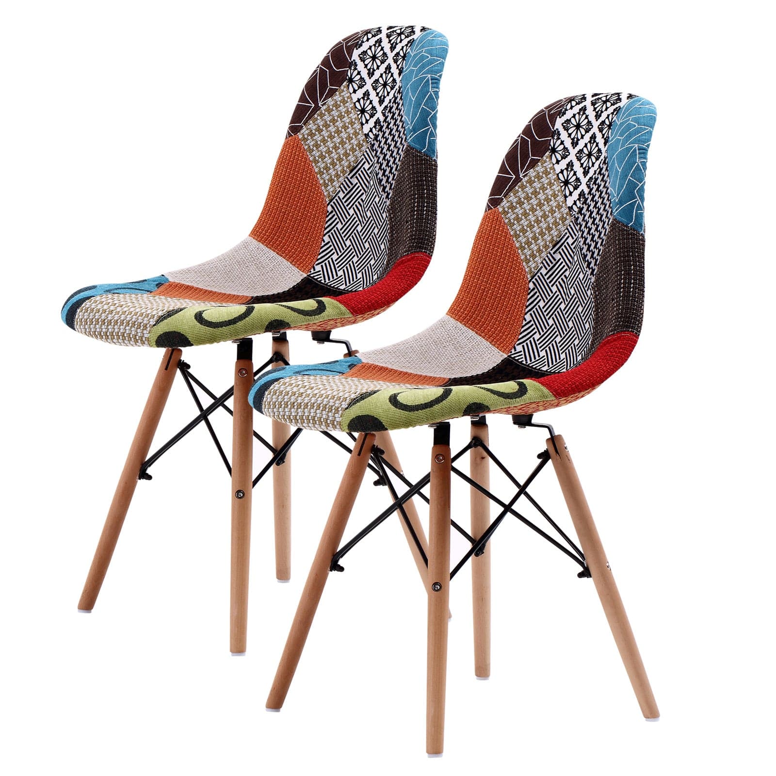 La Bella 2 Set Multi Colour Retro Dining Cafe Chair DSW Fabric-Furniture > Bar Stools & Chairs-PEROZ Accessories