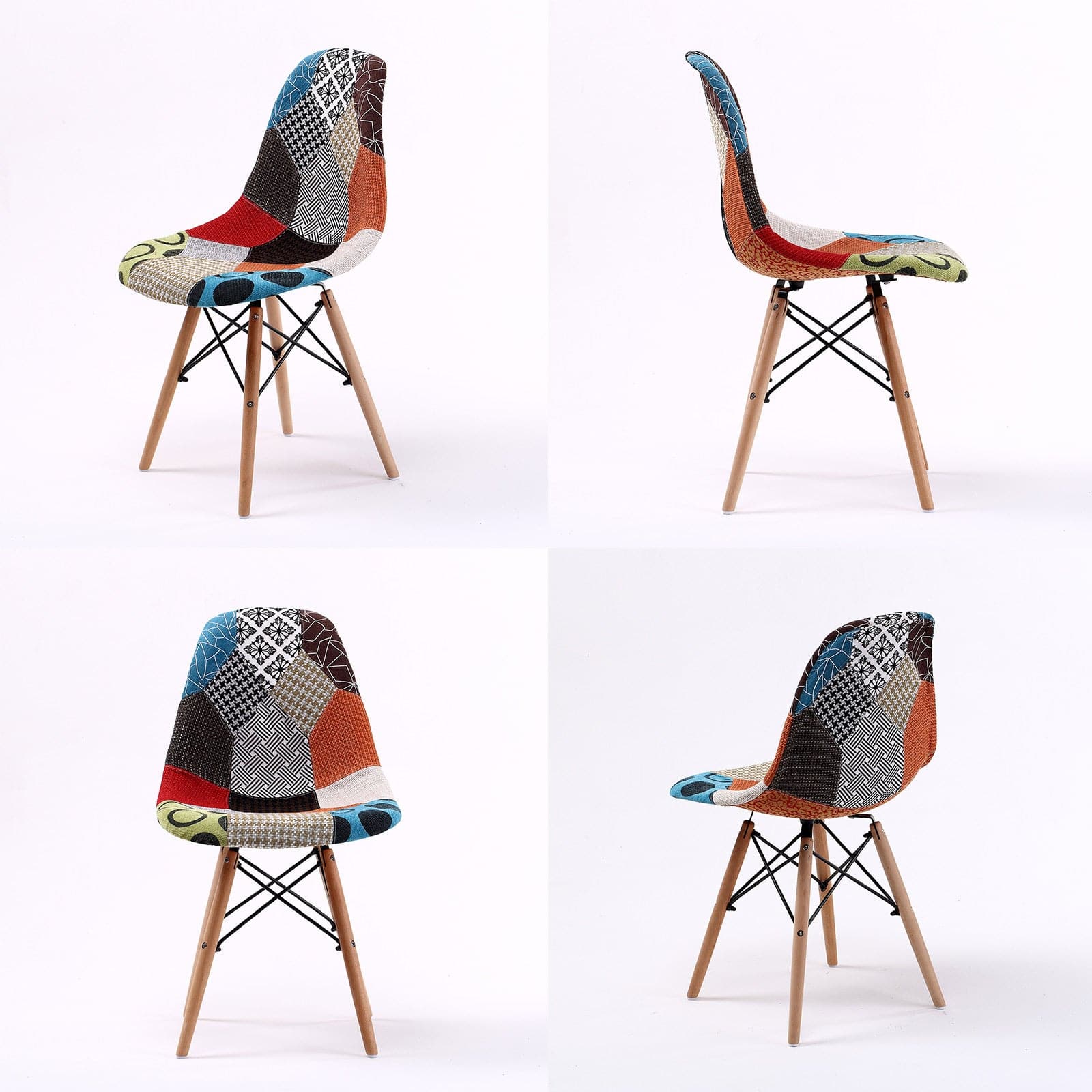 La Bella 2 Set Multi Colour Retro Dining Cafe Chair DSW Fabric-Furniture > Bar Stools & Chairs-PEROZ Accessories