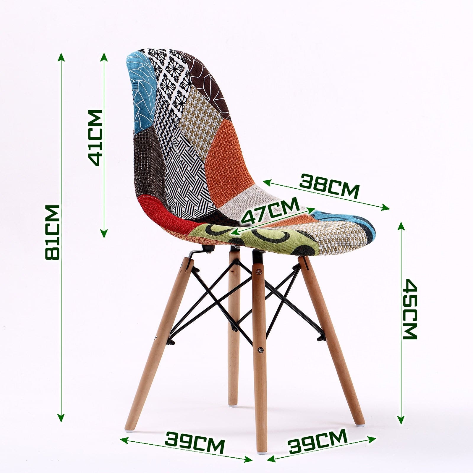 La Bella 2 Set Multi Colour Retro Dining Cafe Chair DSW Fabric-Furniture > Bar Stools & Chairs-PEROZ Accessories