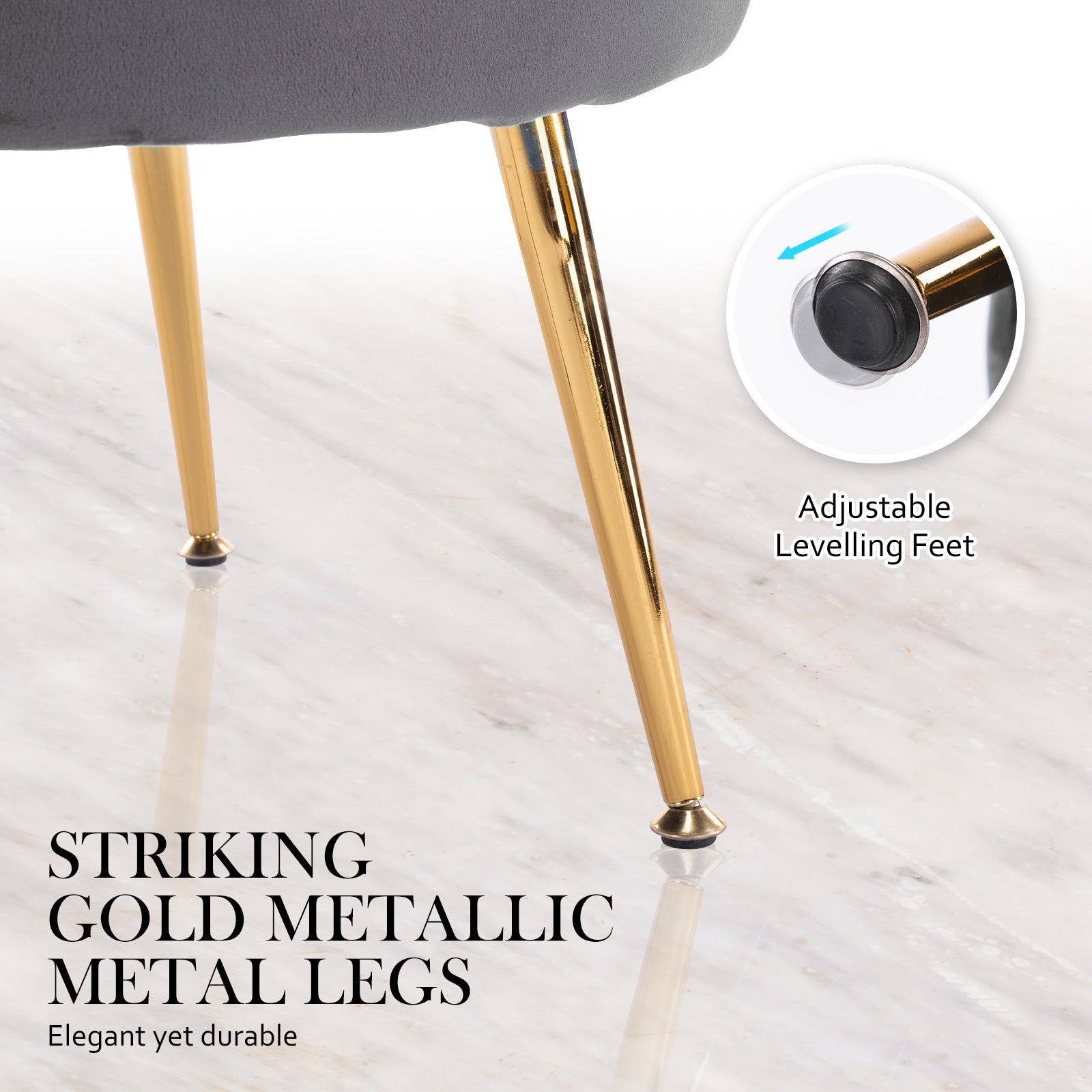 La Bella Shell Scallop Grey Armchair Lounge Chair Accent Velvet-Furniture > Bar Stools & Chairs-PEROZ Accessories