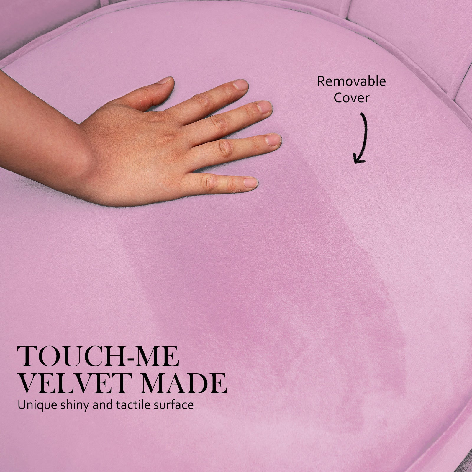 La Bella Shell Scallop Pink Armchair Accent Chair Velvet + Round Ottoman Footstool-Armchairs-PEROZ Accessories