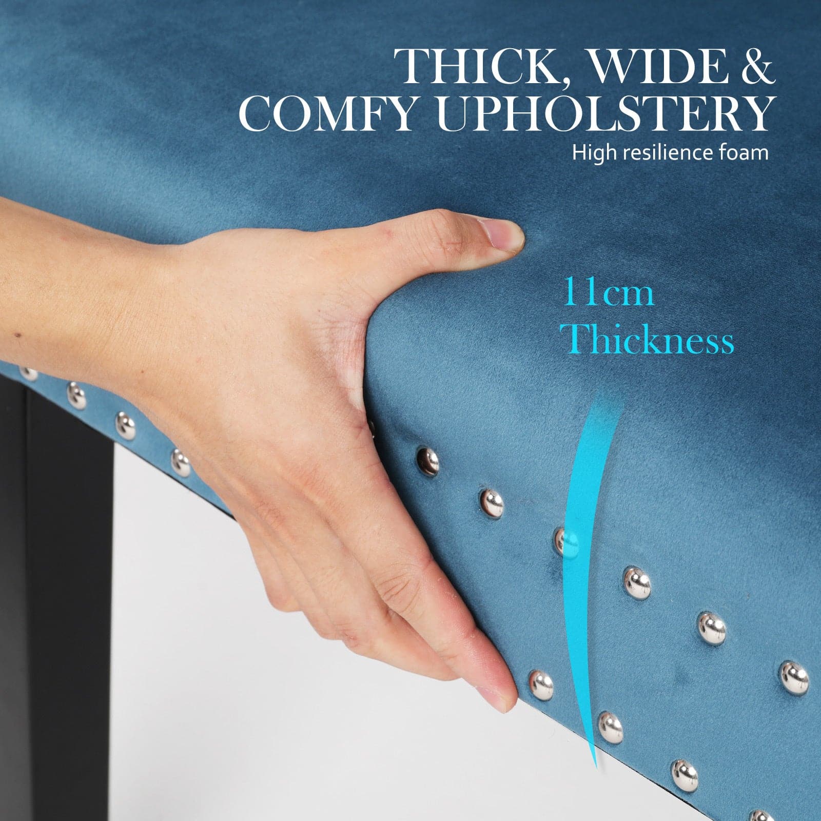 La Bella 2 Set Navy Blue French Provincial Dining Chair Ring Studded Lisse Velvet Rubberwood-Furniture > Bar Stools & Chairs-PEROZ Accessories