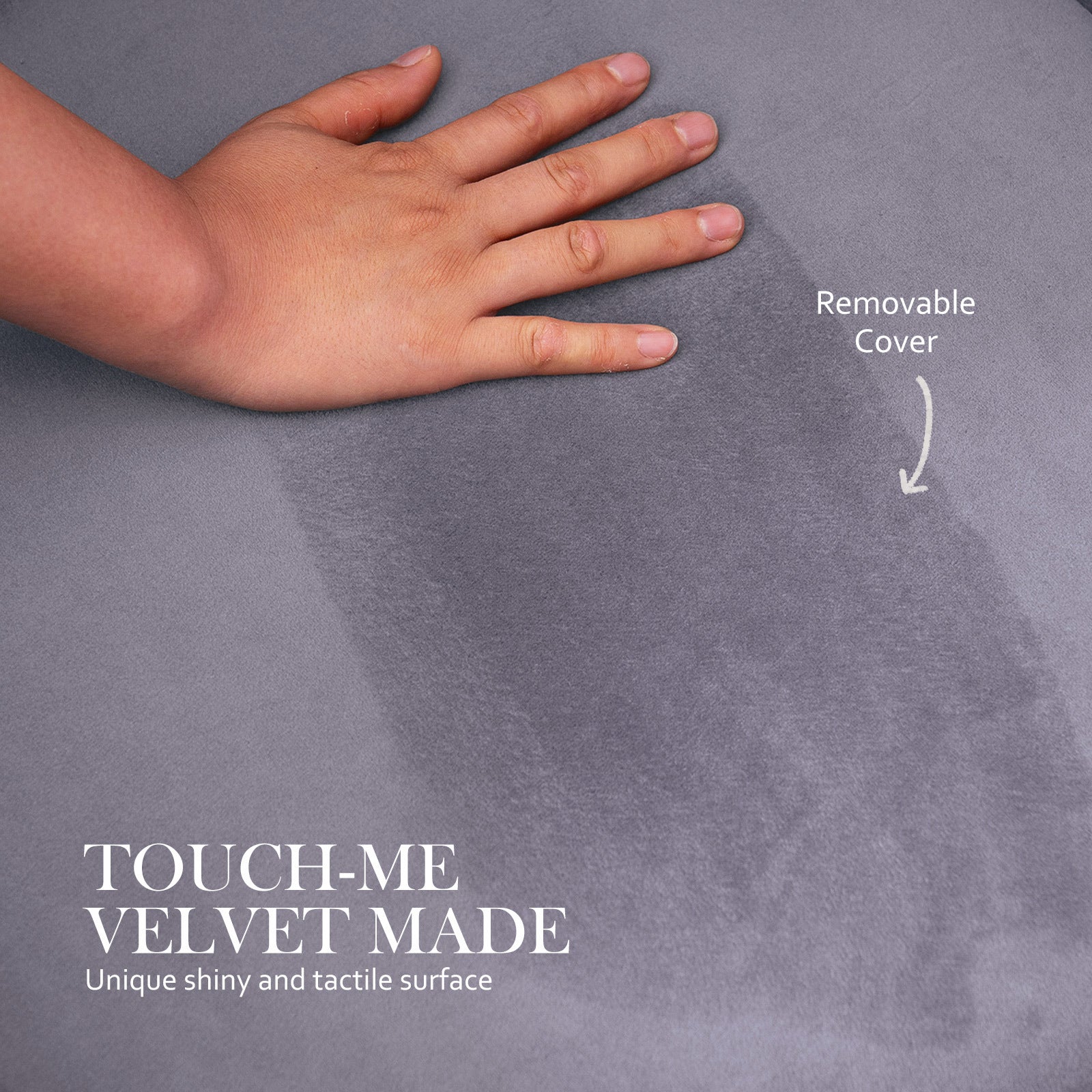 La Bella Grey Round Ottoman Foot Stool Velvet Fabric Metal Leg-Ottomans-PEROZ Accessories