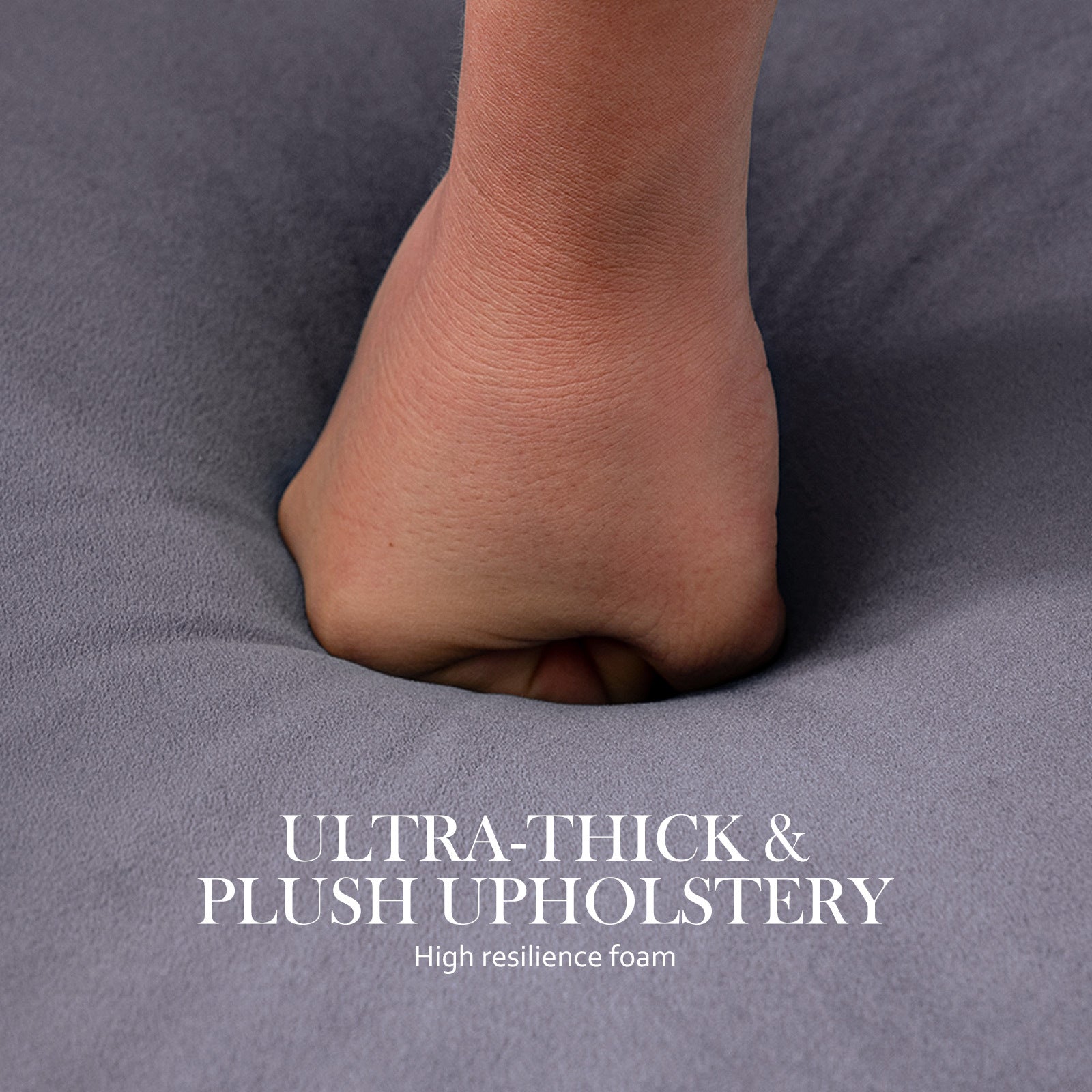 La Bella Grey Round Ottoman Foot Stool Velvet Fabric Metal Leg-Ottomans-PEROZ Accessories